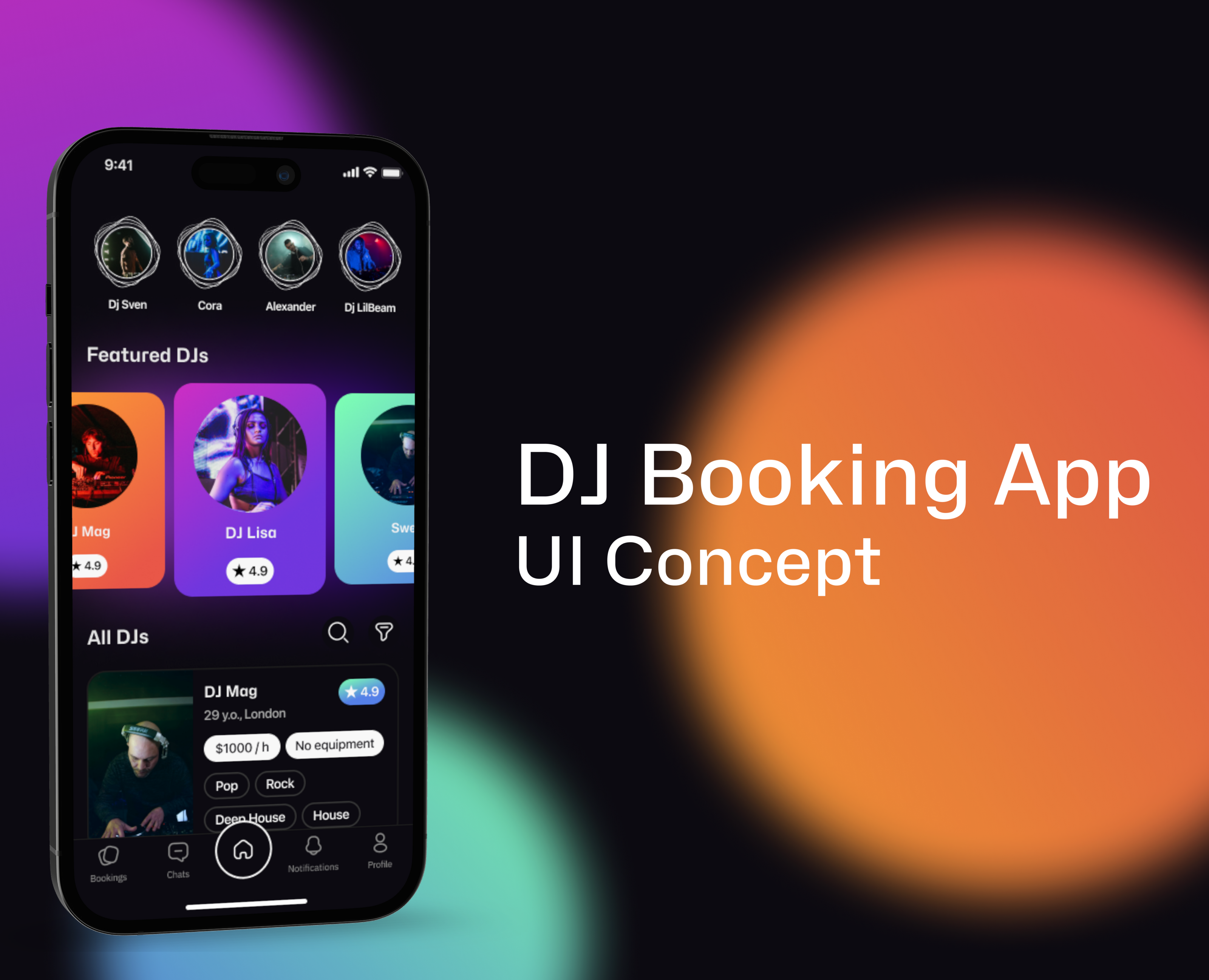 DJ Booking app / Бронирование DJ / B2C — Интерфейсы на Dprofile