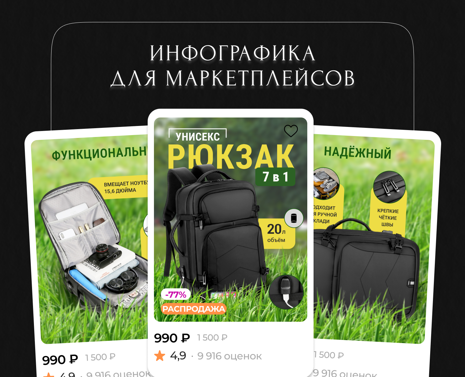 Рюкзак унисекс 7 в 1 | Карточки товара WB/OZON на Dprofile