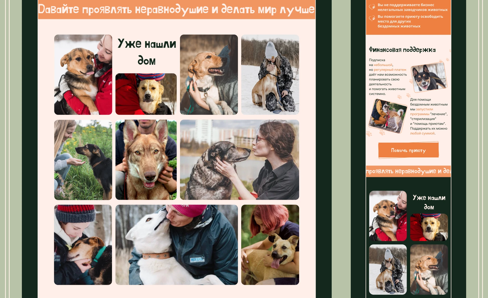 Лендинг для приюта собак — Изображение №11 — Интерфейсы, Брендинг на Dprofile