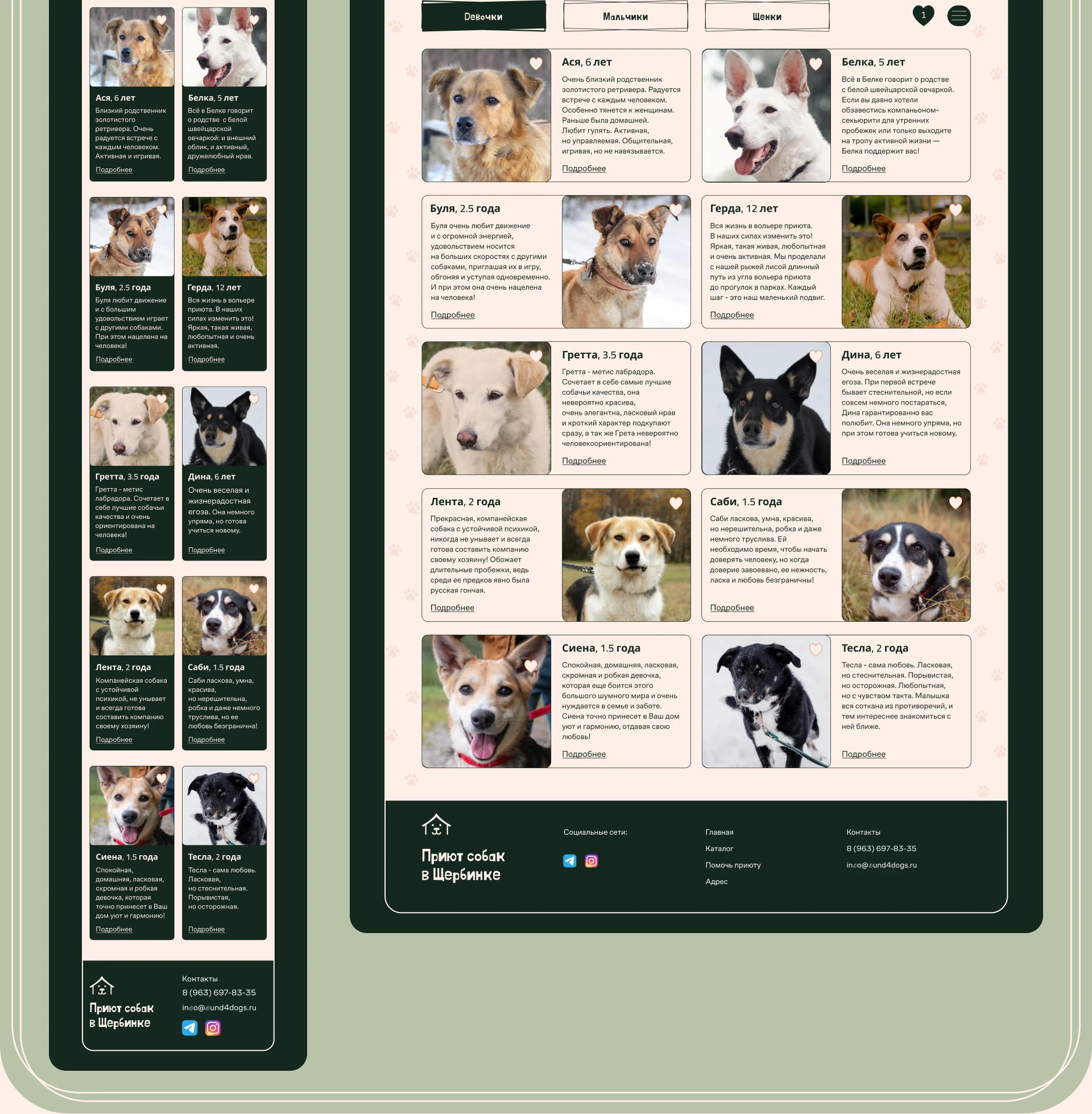 Лендинг для приюта собак — Изображение №13 — Интерфейсы, Брендинг на Dprofile