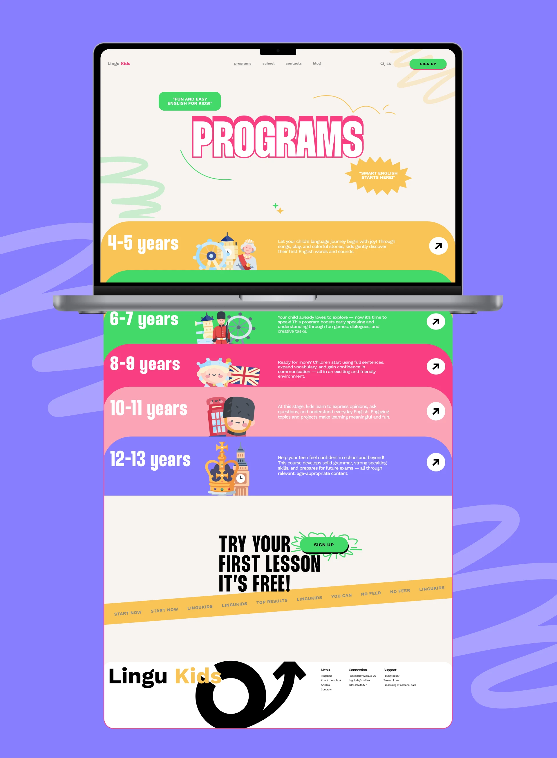 LINGUKIDS | CORPORATE WEBSITE — Изображение №6 — Интерфейсы на Dprofile