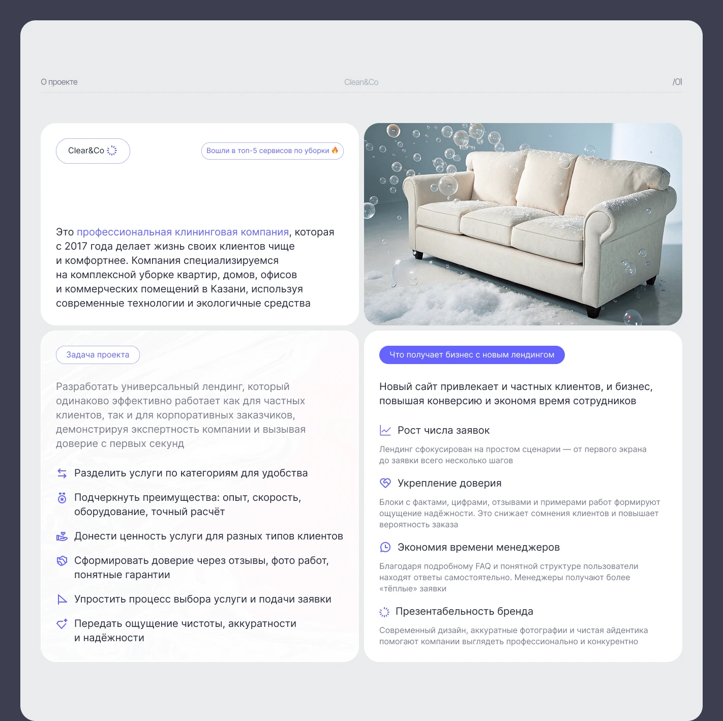 Landing page для клининговой компании Clean&Co — Изображение №2 — Интерфейсы на Dprofile