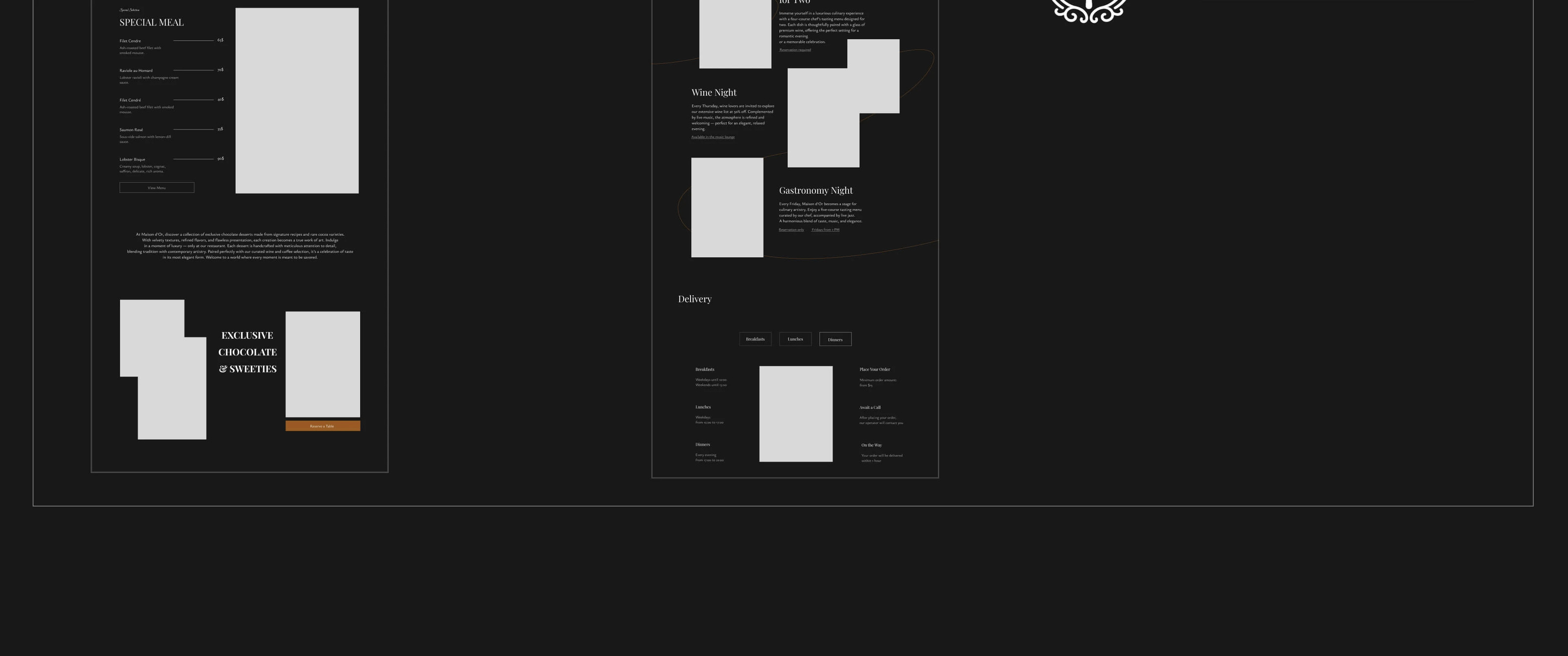 Maison d’Or | Signature Restaurant Branding — Изображение №7 — Интерфейсы на Dprofile