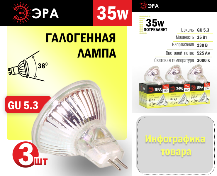 Инфографика ЭРА галогенная лампа — Графика на Dprofile