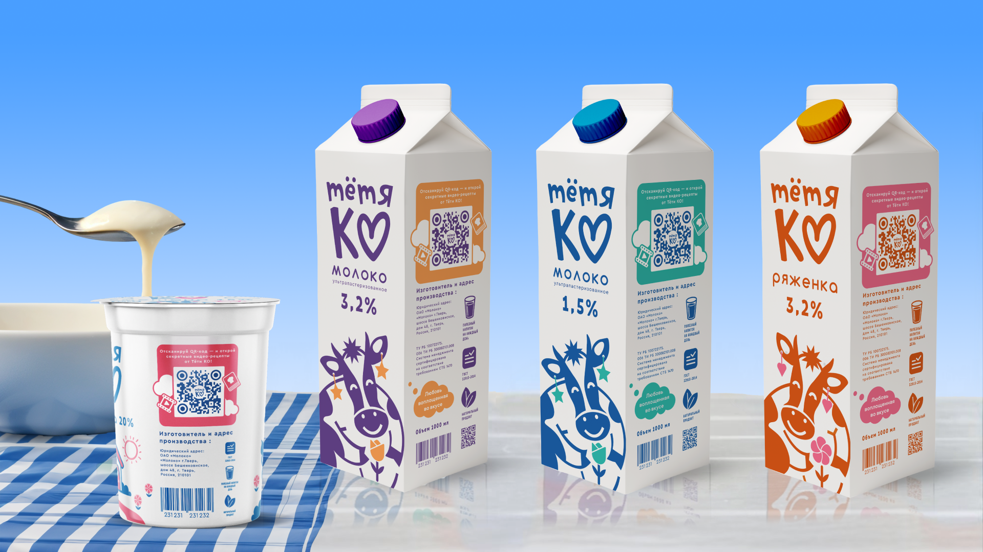 Бренд молочной продукции «Тетя Ко» — Изображение №8 — Графика, Анимация на Dprofile