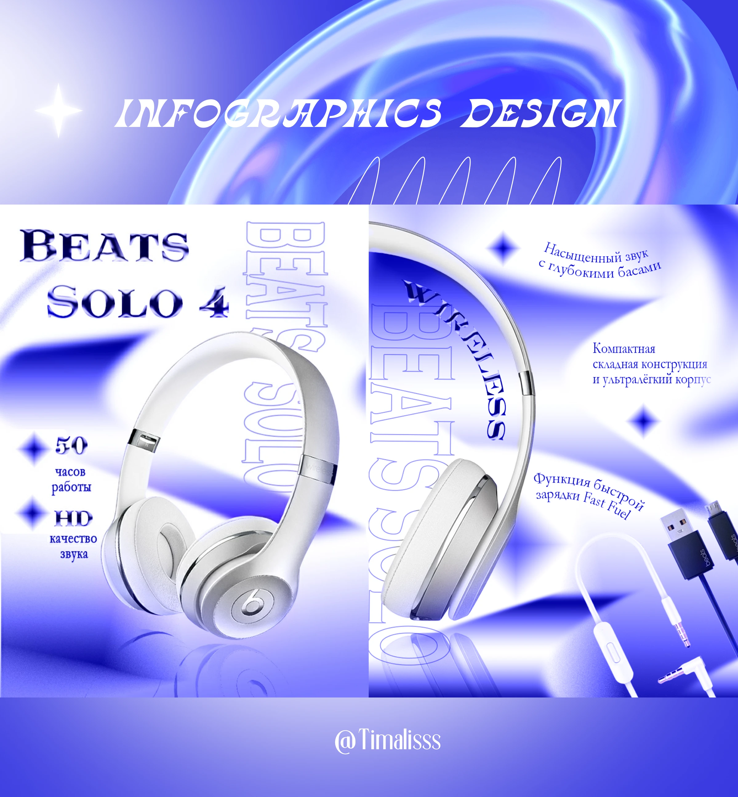 Дизайн рекламы для наушников Beats Solo 4 — Изображение №1 — Графика, Маркетинг на Dprofile