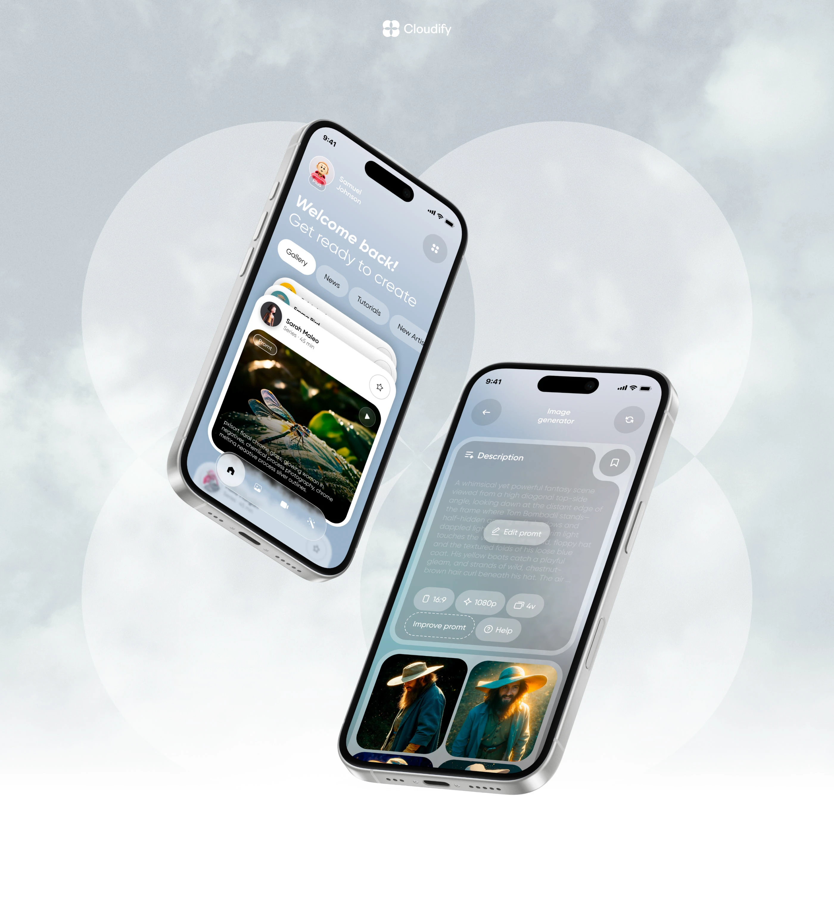 Cloudify - AI Generator App UX UI — Изображение №1 — Интерфейсы, Брендинг на Dprofile