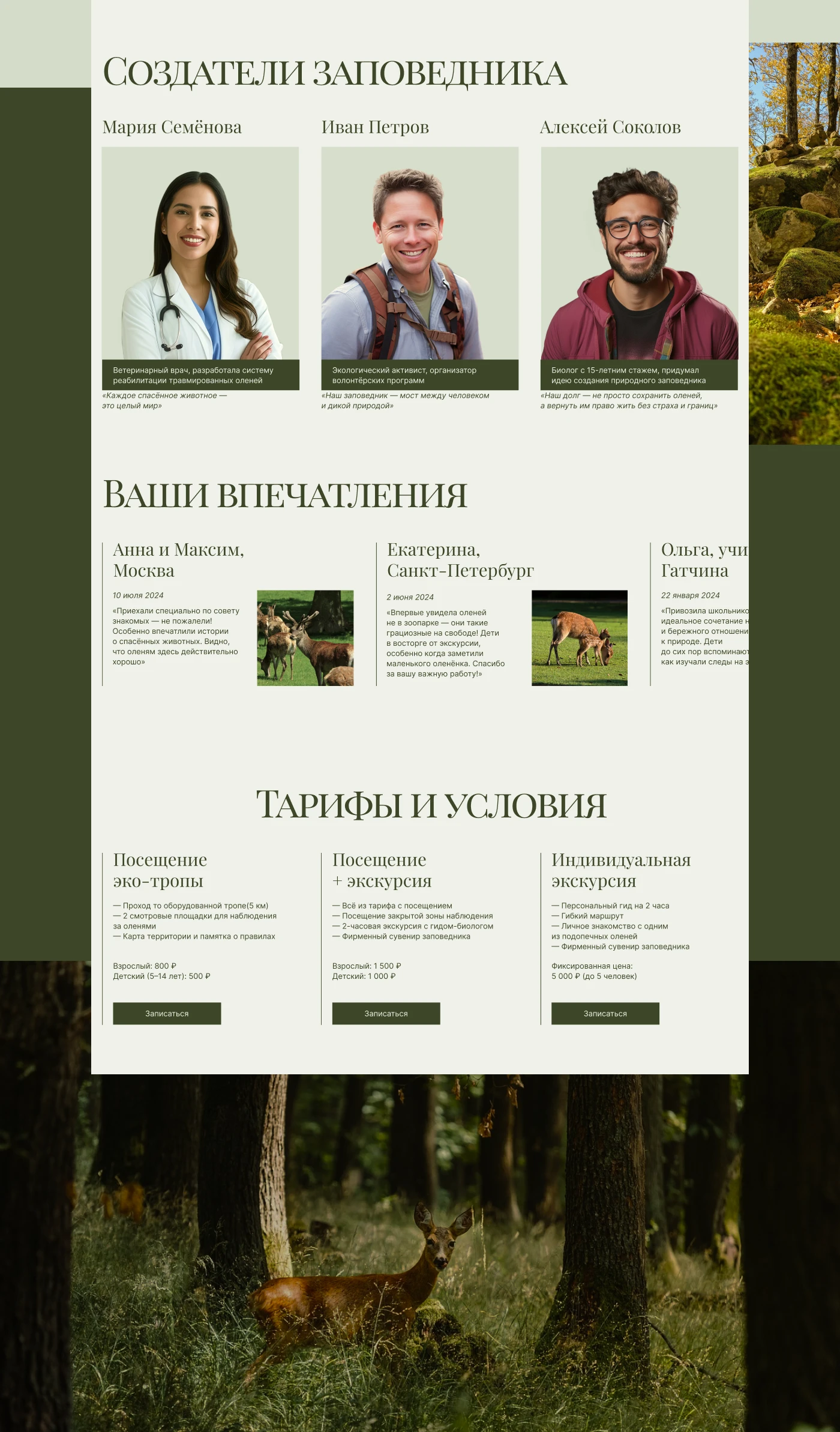 Лендинг для заповедника "Velvet forest" — Изображение №7 — Интерфейсы на Dprofile