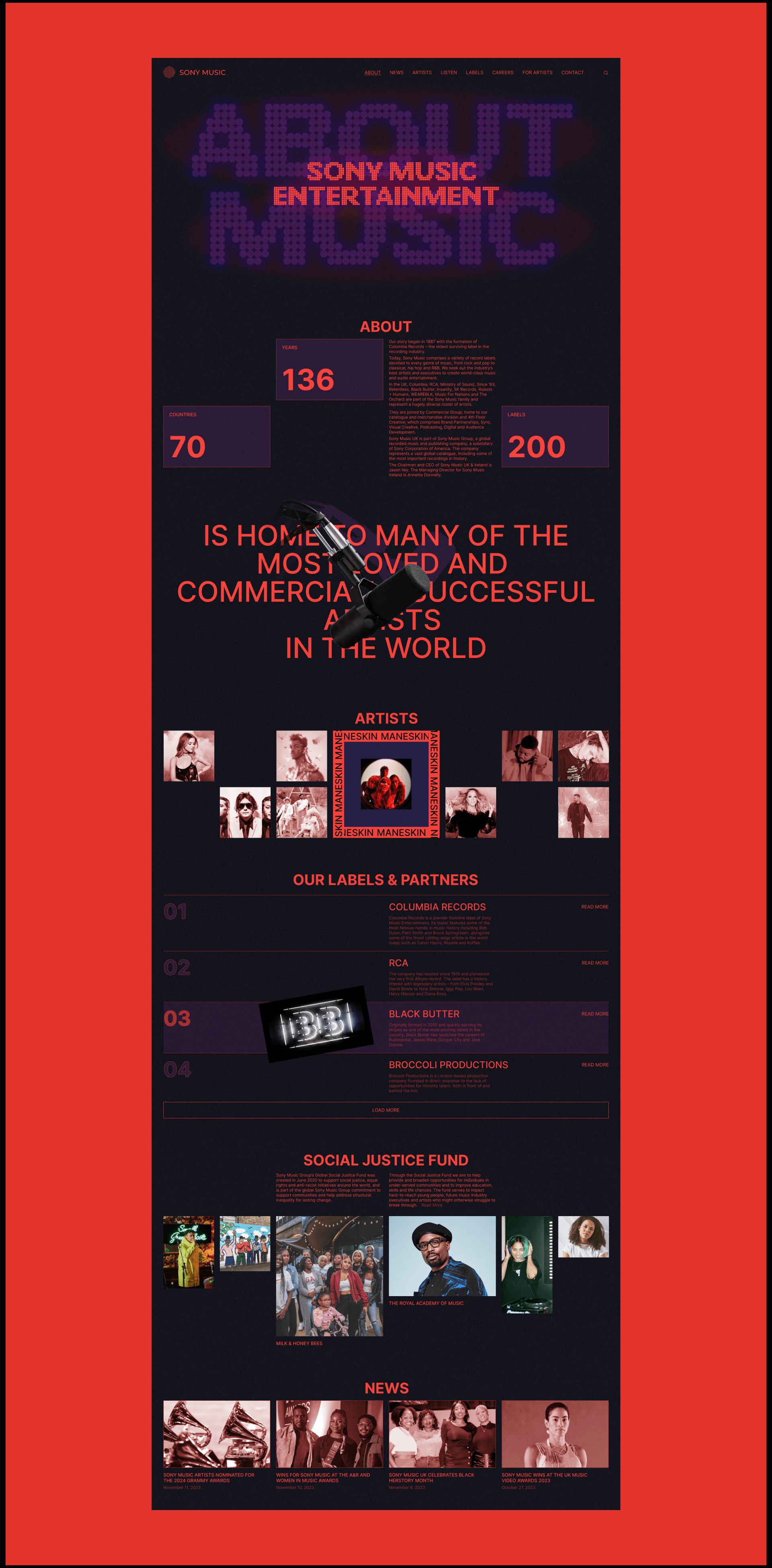 Sony Music | Corporate website redesign — Изображение №11 — Интерфейсы, Брендинг на Dprofile