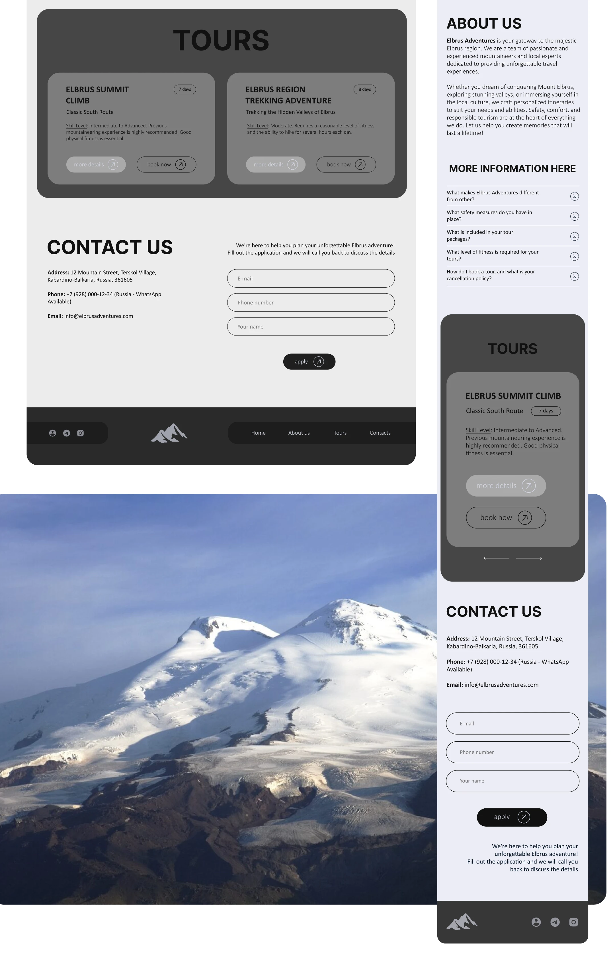 Web-design for Elbrus tour agency | UI/UX — Изображение №5 — Интерфейсы на Dprofile