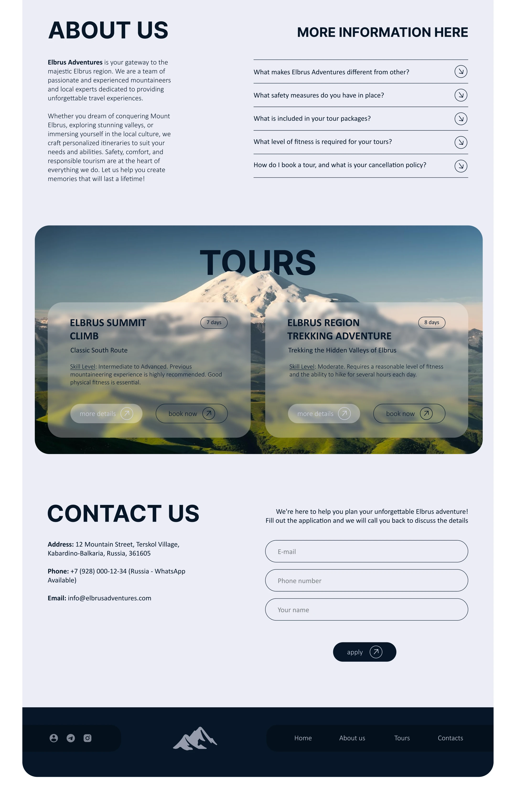 Web-design for Elbrus tour agency | UI/UX — Изображение №8 — Интерфейсы на Dprofile