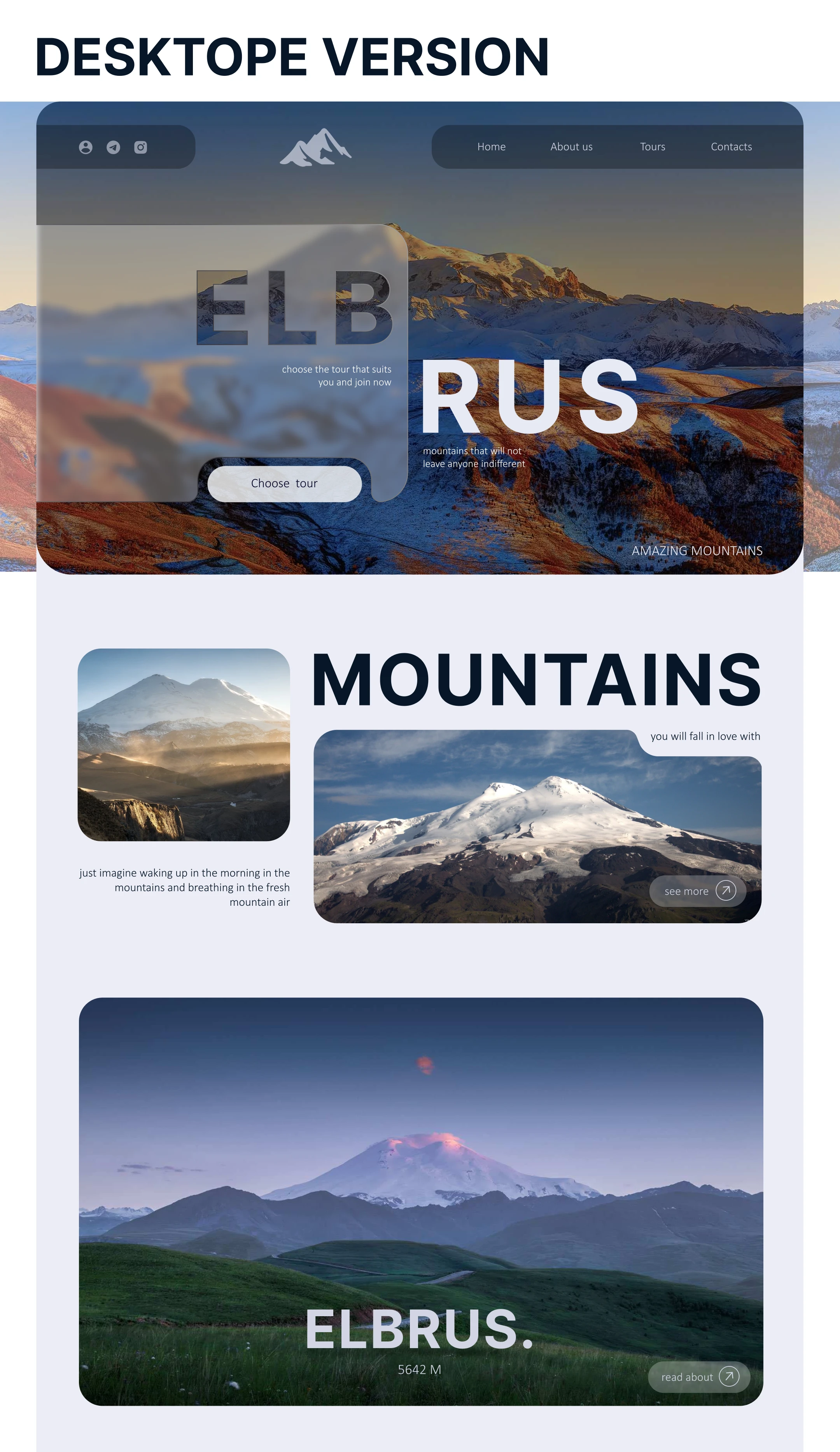 Web-design for Elbrus tour agency | UI/UX — Изображение №7 — Интерфейсы на Dprofile