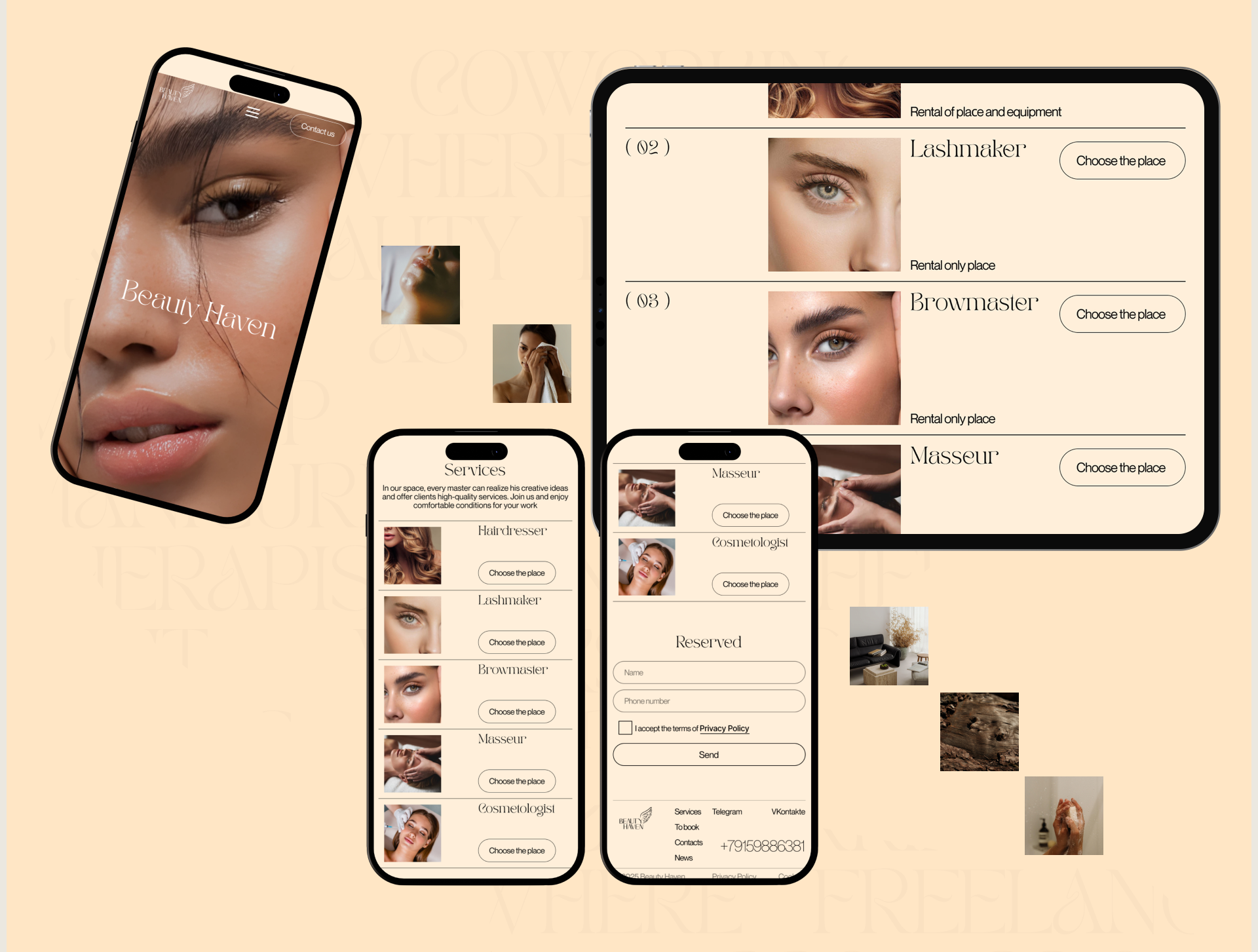 Бьюти-коворкинг "Beauty Haven" — Изображение №7 — Интерфейсы, Графика на Dprofile