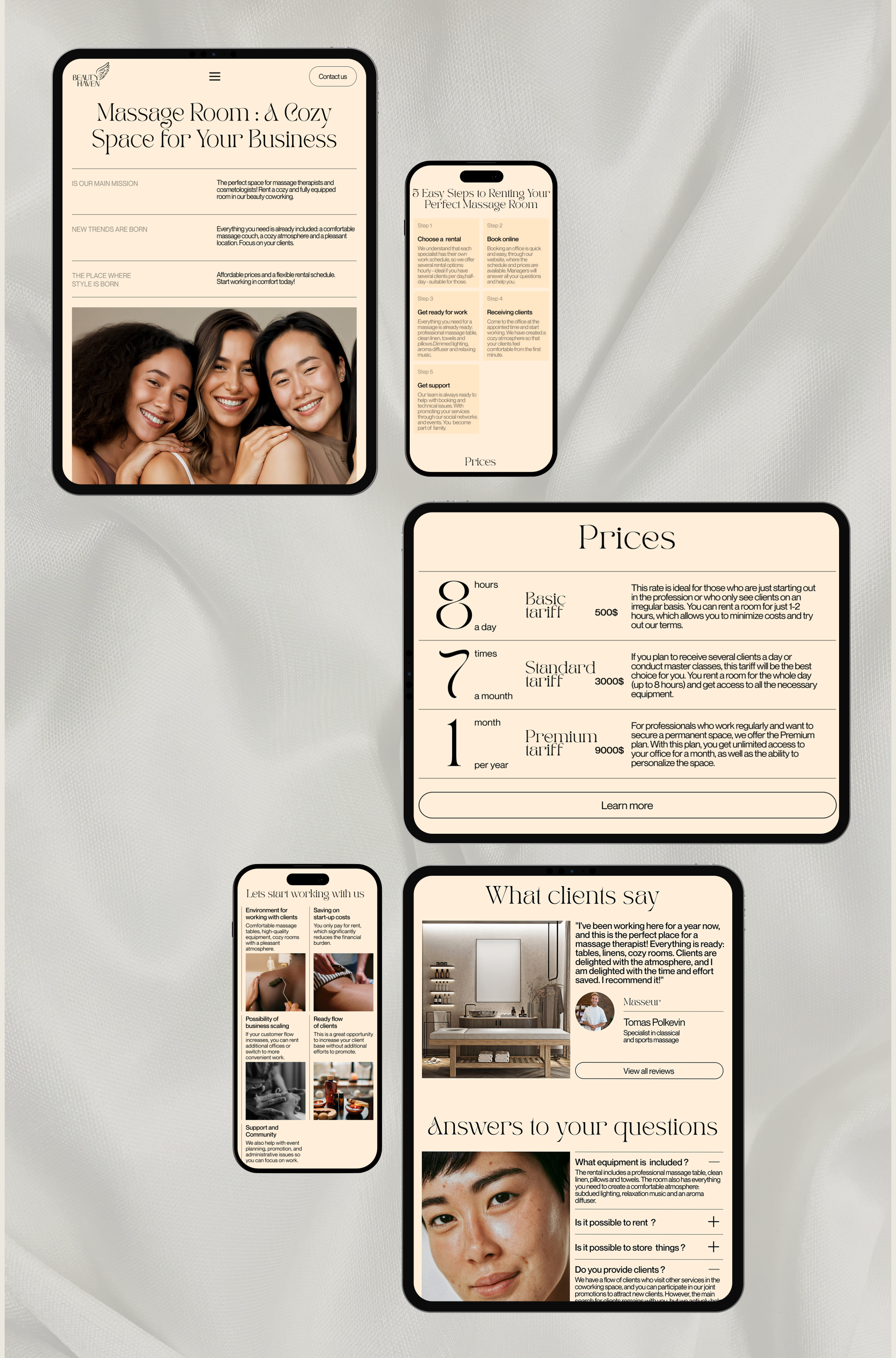 Бьюти-коворкинг "Beauty Haven" — Изображение №10 — Интерфейсы, Графика на Dprofile