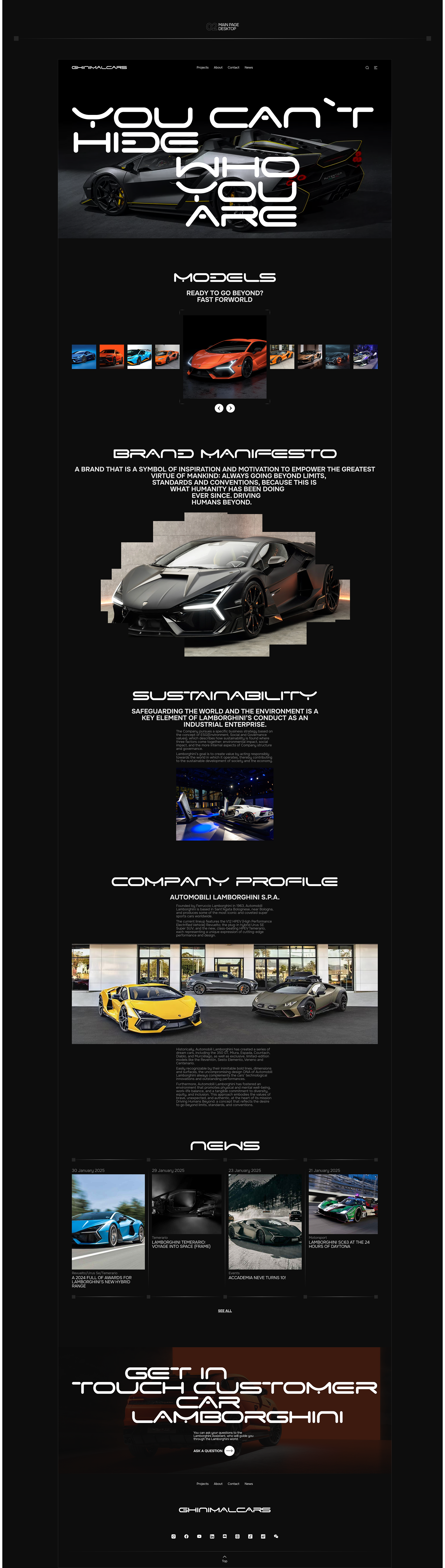 Lamborghini GINIMALCARS | Corporate Website — Изображение №3 — Интерфейсы на Dprofile
