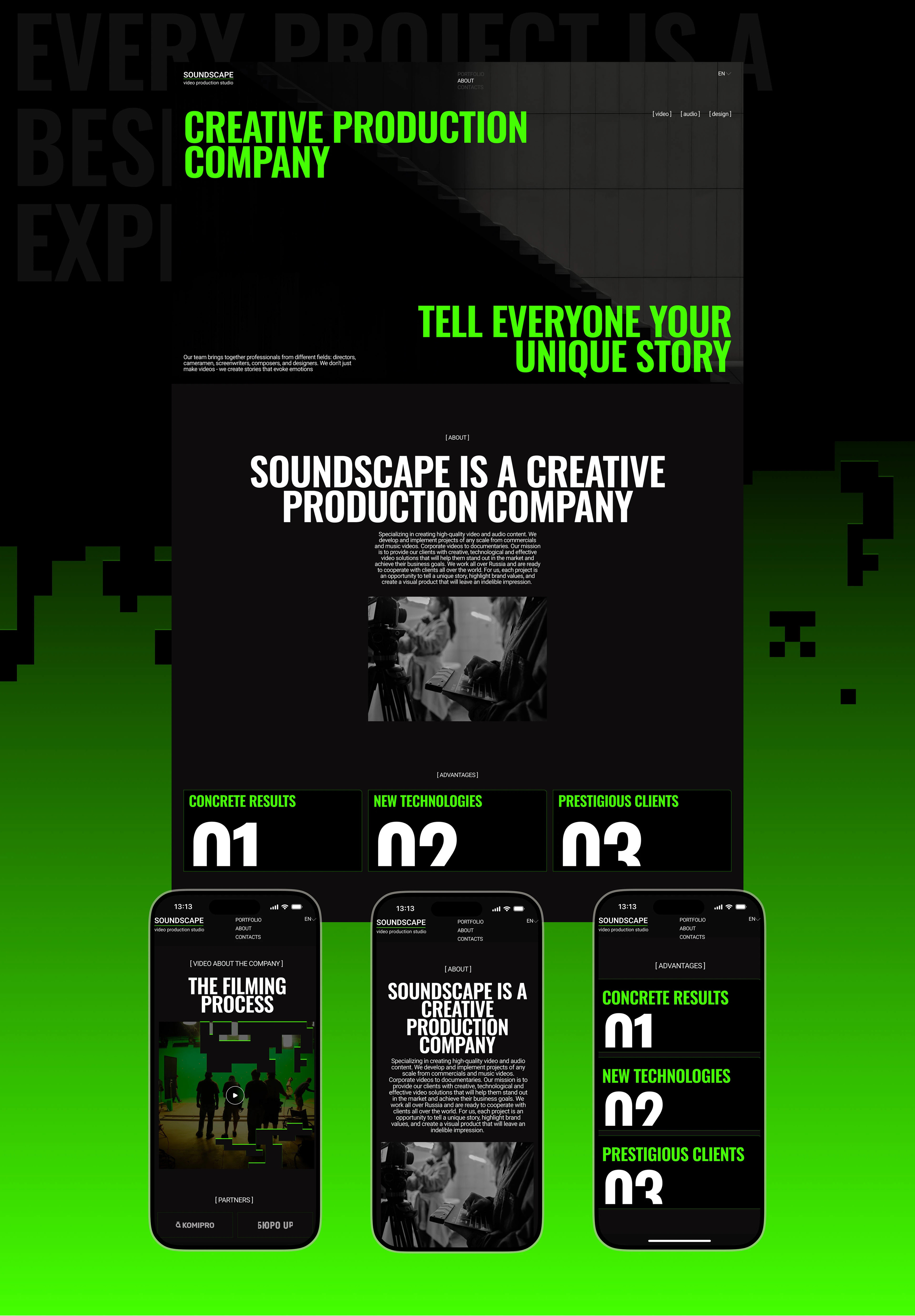 Website design l Soundscape: video production studio — Изображение №9 — Интерфейсы, Анимация на Dprofile