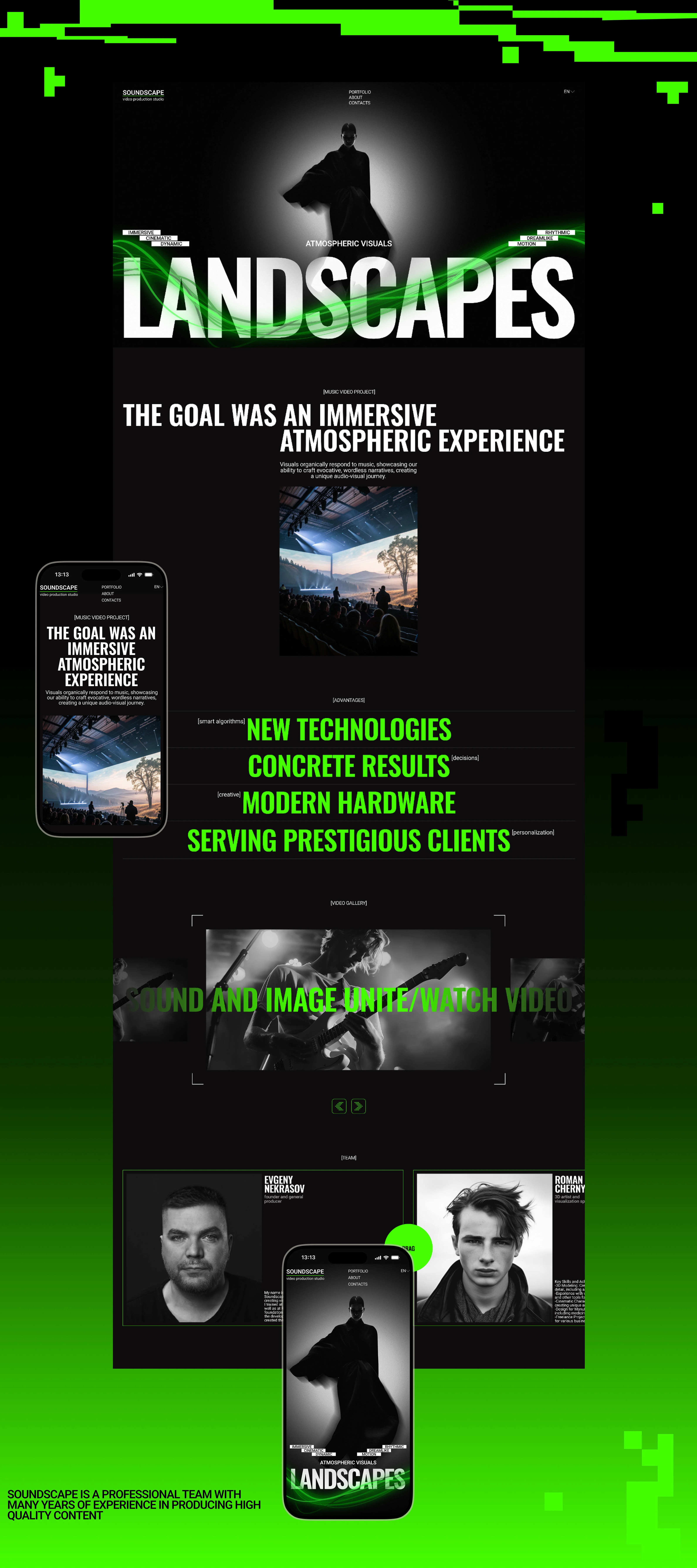 Website design l Soundscape: video production studio — Изображение №5 — Интерфейсы, Анимация на Dprofile