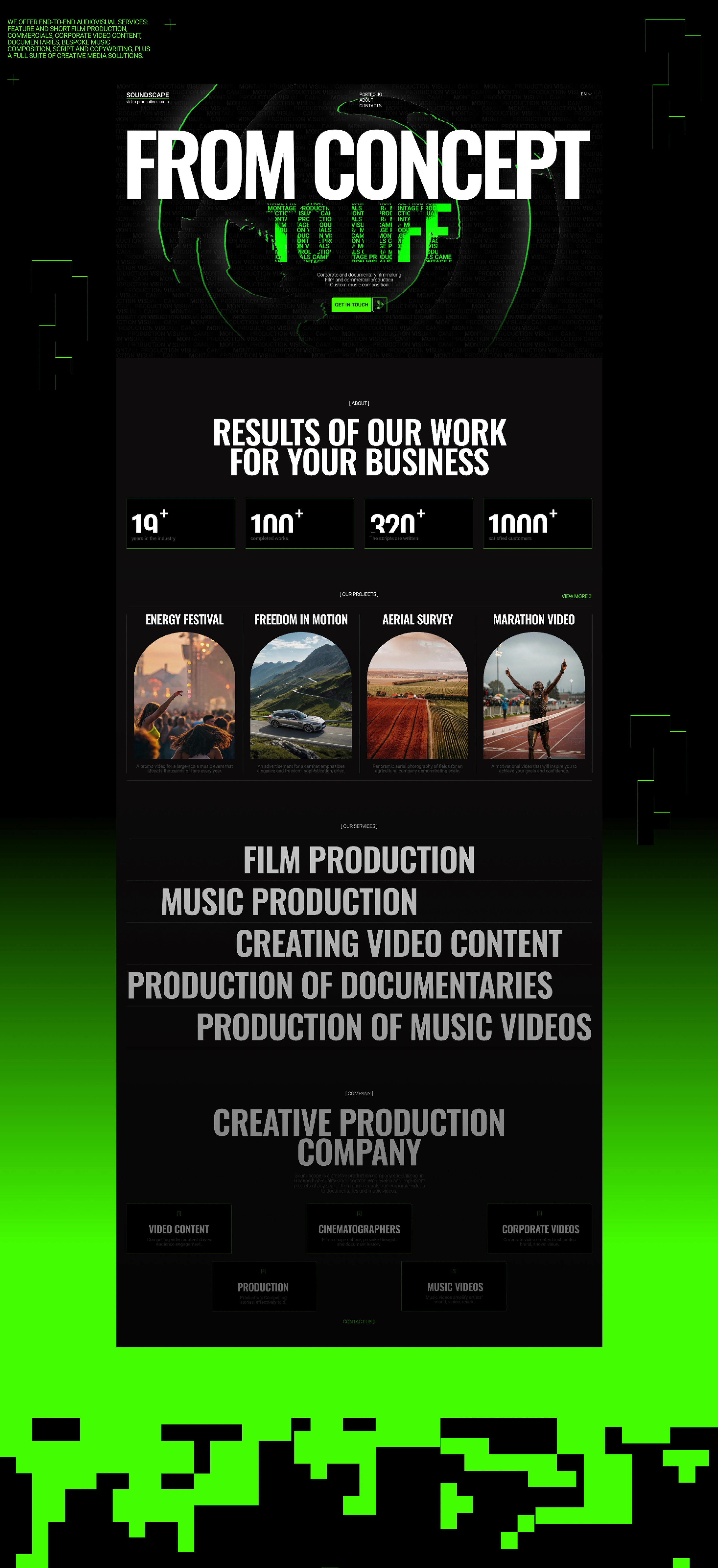 Website design l Soundscape: video production studio — Изображение №3 — Интерфейсы, Анимация на Dprofile