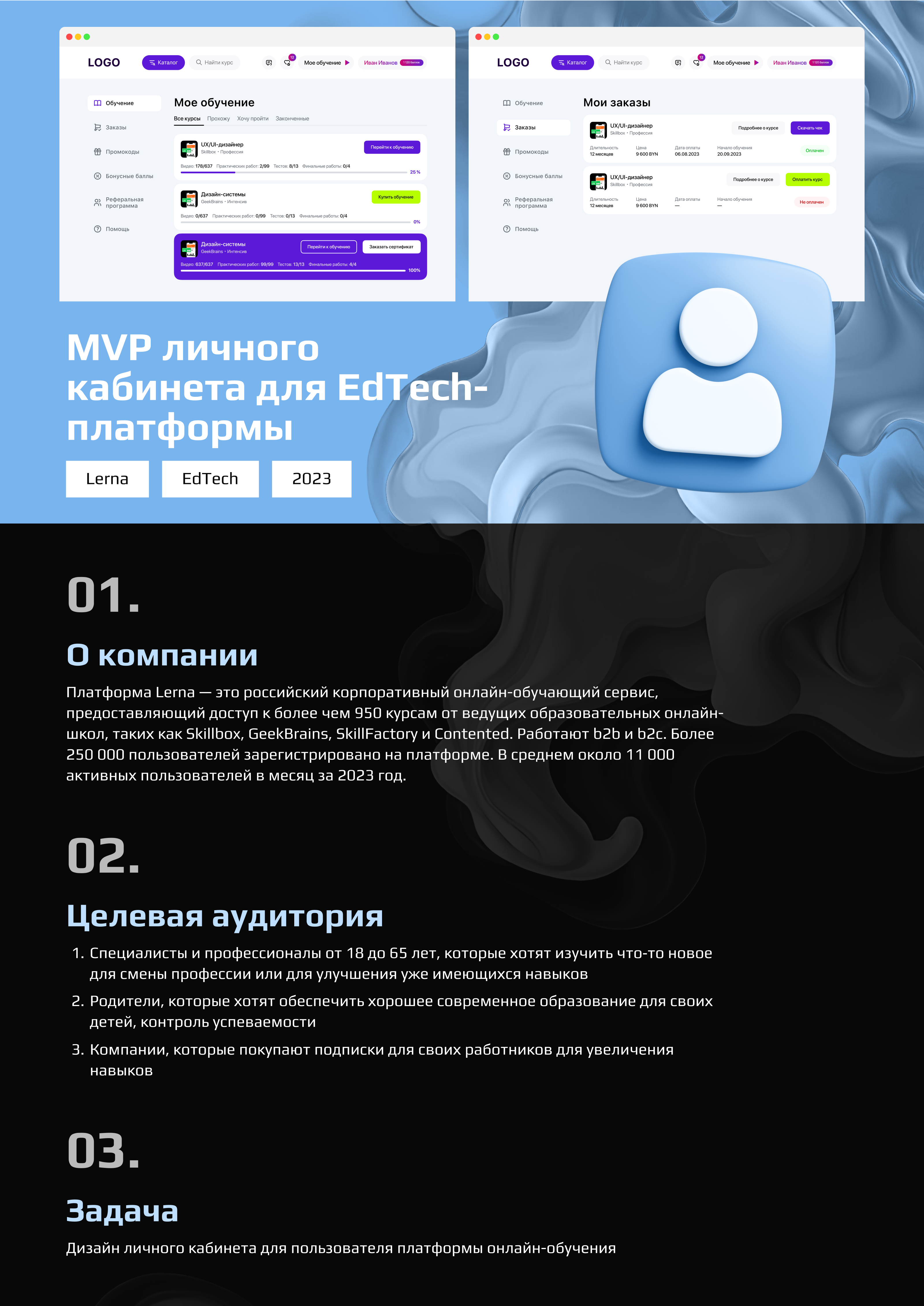 MVP личного кабинета для EdTech-платформы — Изображение №1 — Интерфейсы на Dprofile