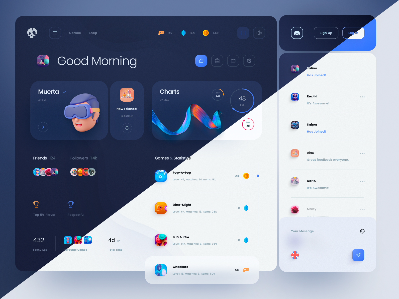Dashboard - Game Stats — Изображение №1 — Интерфейсы, Графика на Dprofile