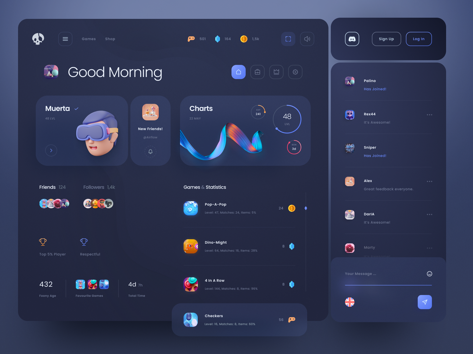 Dashboard - Game Stats — Изображение №2 — Интерфейсы, Графика на Dprofile
