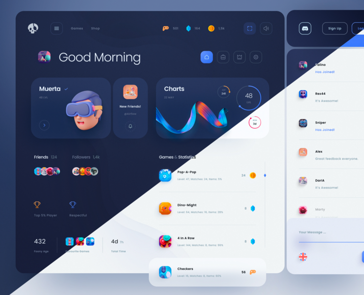 Dashboard - Game Stats — Интерфейсы, Графика на Dprofile