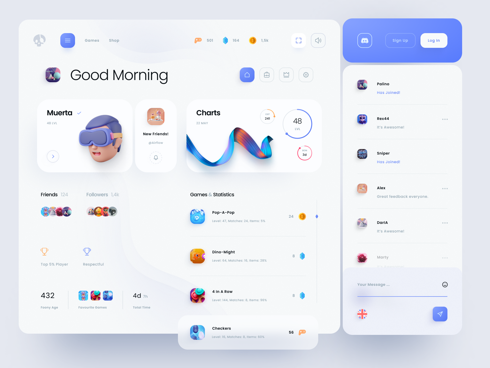 Dashboard - Game Stats — Изображение №3 — Интерфейсы, Графика на Dprofile