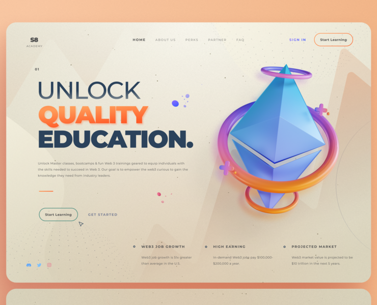 Landing Page - S8 Academy — Интерфейсы, Графика на Dprofile