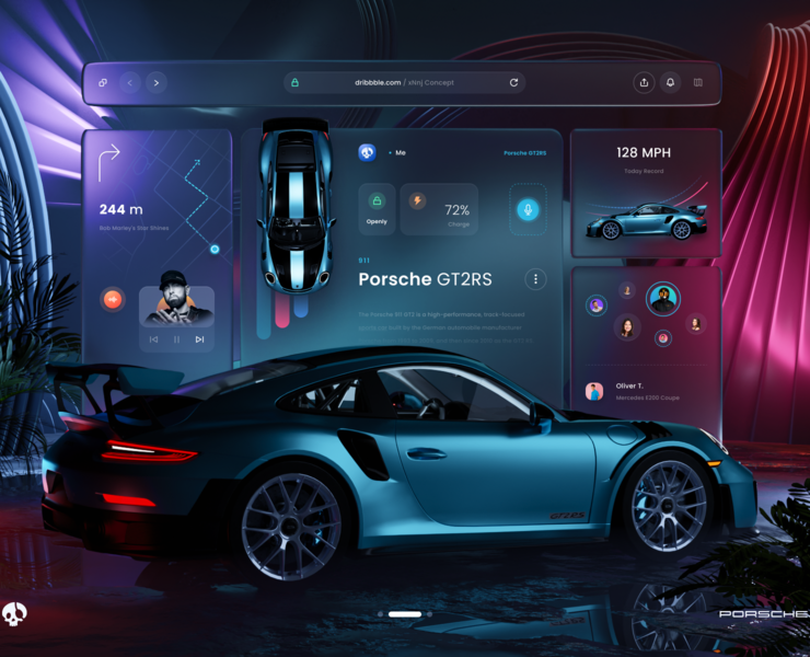 Porsche Car Dashboard UI — Интерфейсы, 3D на Dprofile