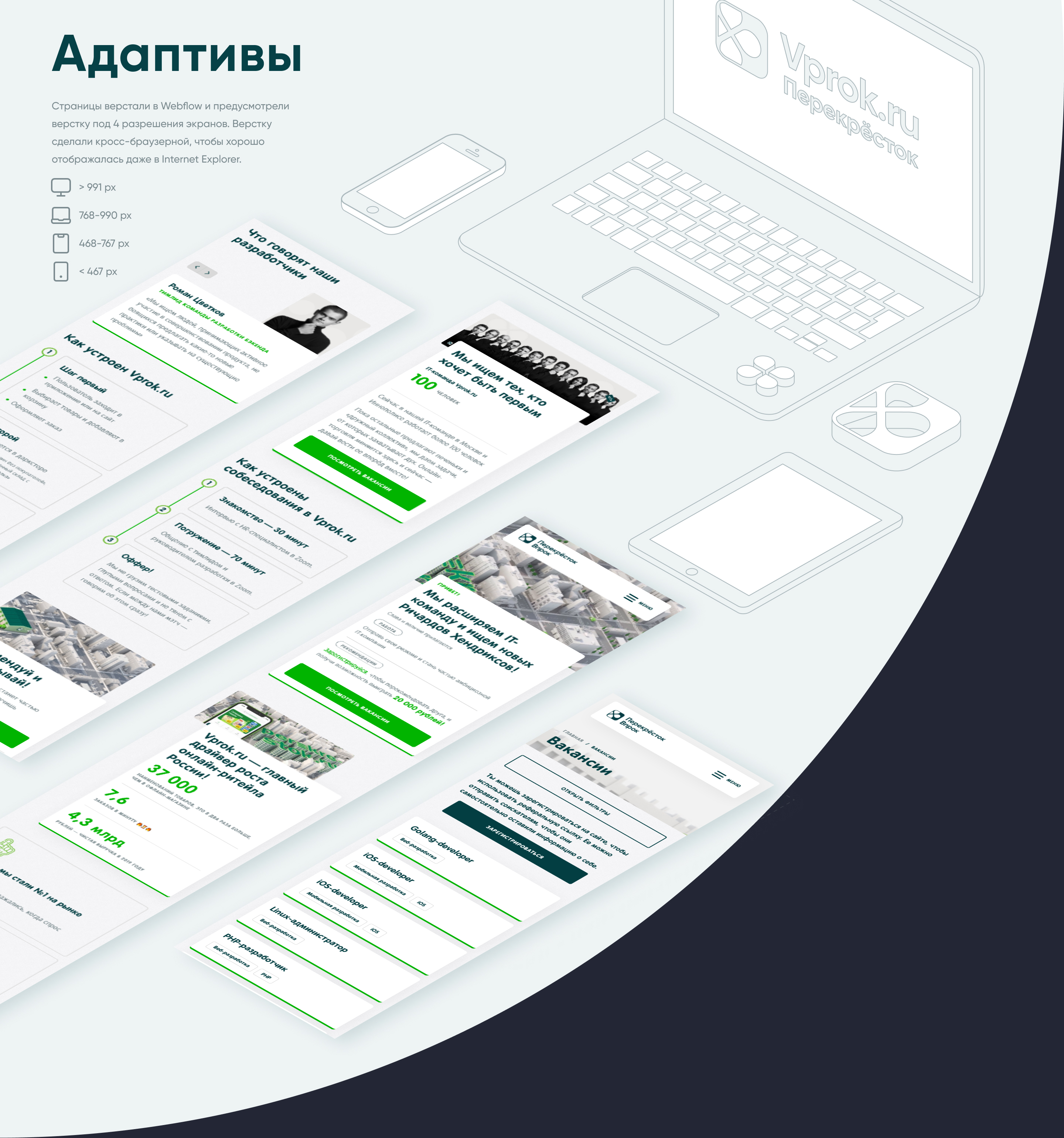 vprok.tech — HR-портал — Изображение №3 — Интерфейсы, 3D на Dprofile