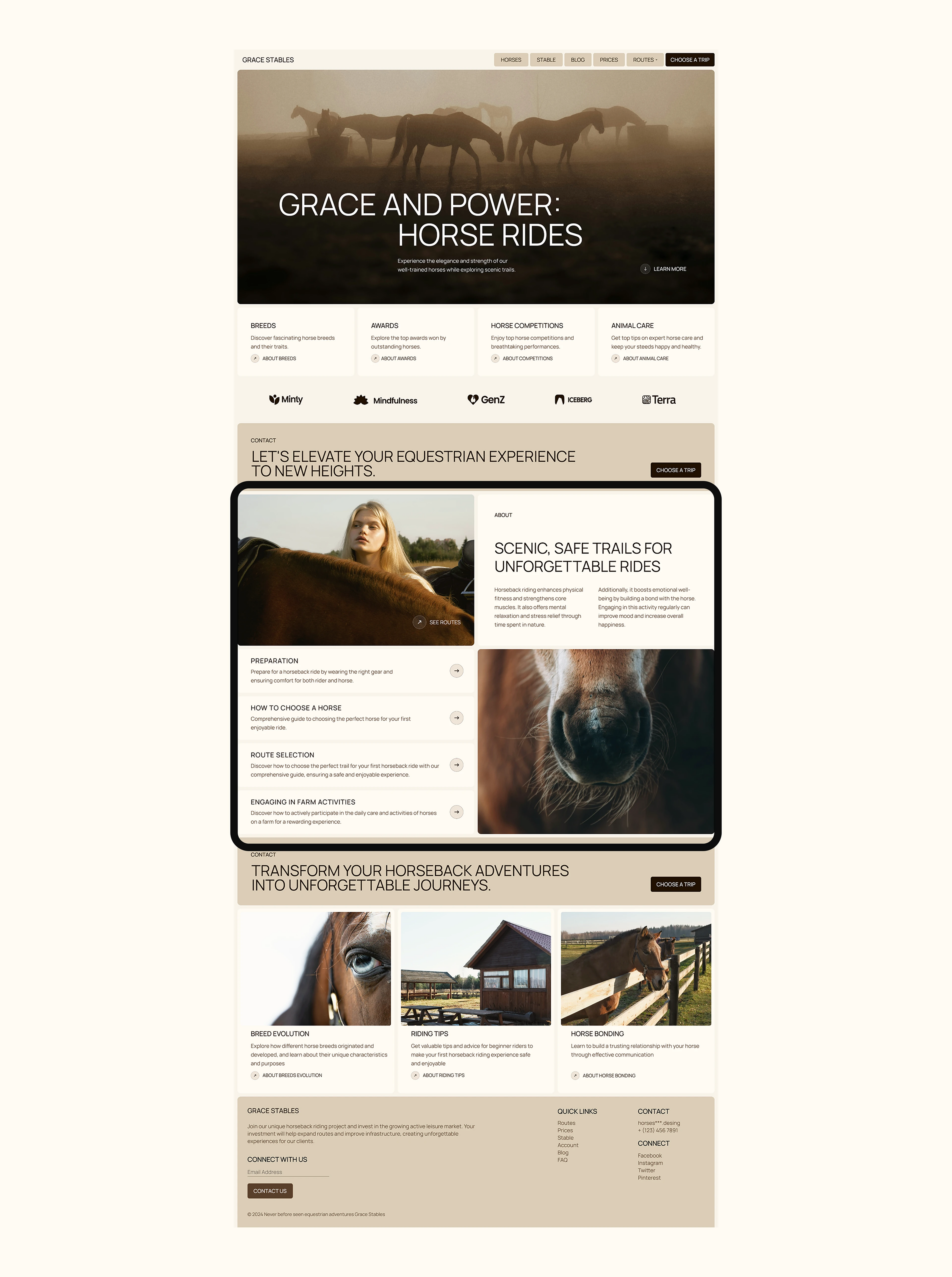 Grace Stables/ Сайт для компании конных прогулок — Изображение №8 — Интерфейсы на Dprofile