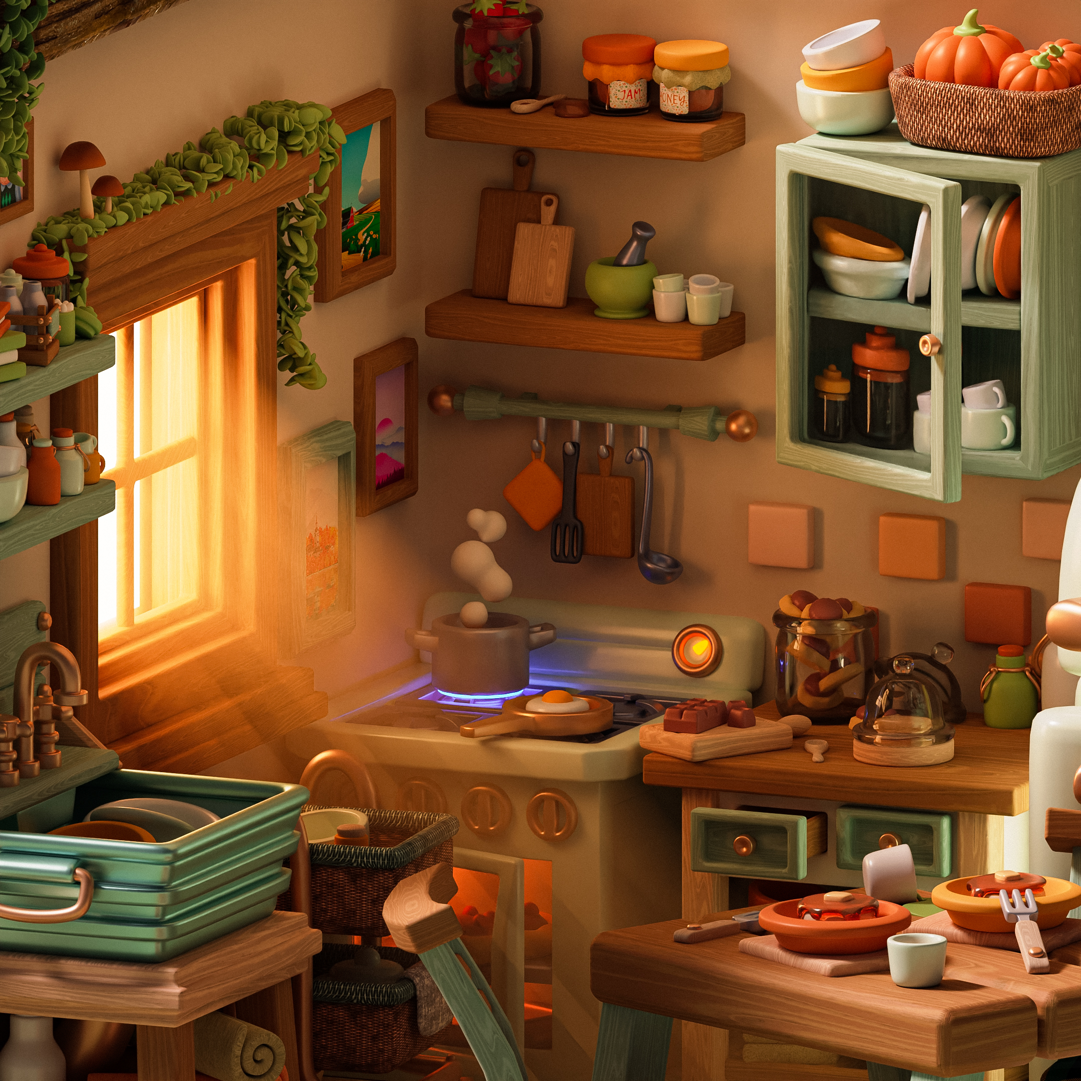 Уютные 3D-комнаты — Изображение №2 — Иллюстрация, 3D на Dprofile
