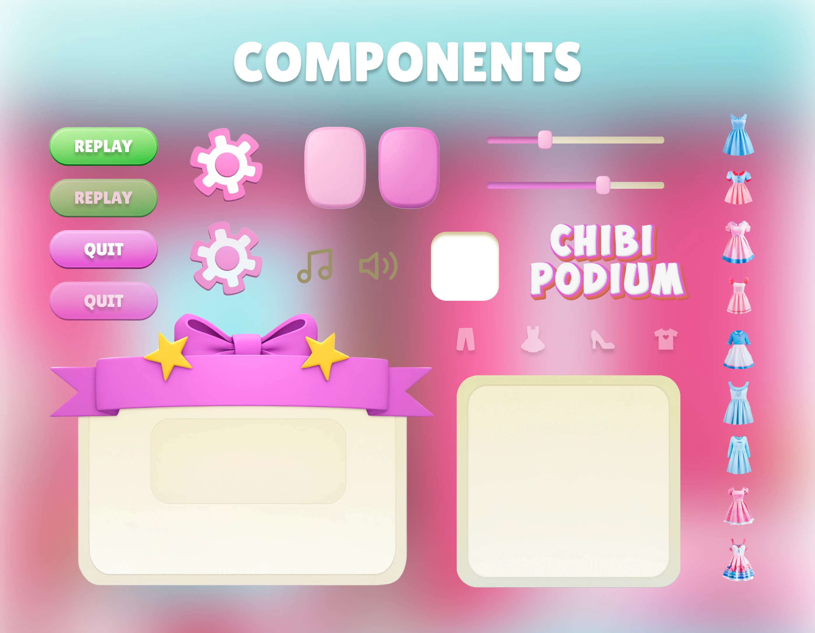 Интерфейс для мобильной игры "Chibi Podium" — Изображение №5 — Интерфейсы, Иллюстрация на Dprofile