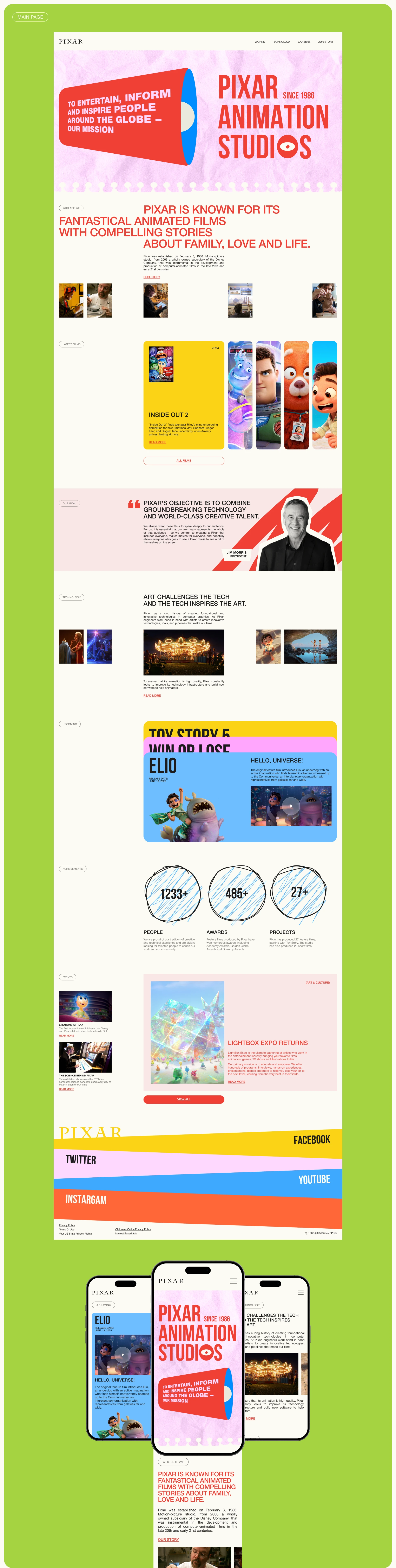 PIXAR | Corporate website redesign — Изображение №3 — Интерфейсы на Dprofile