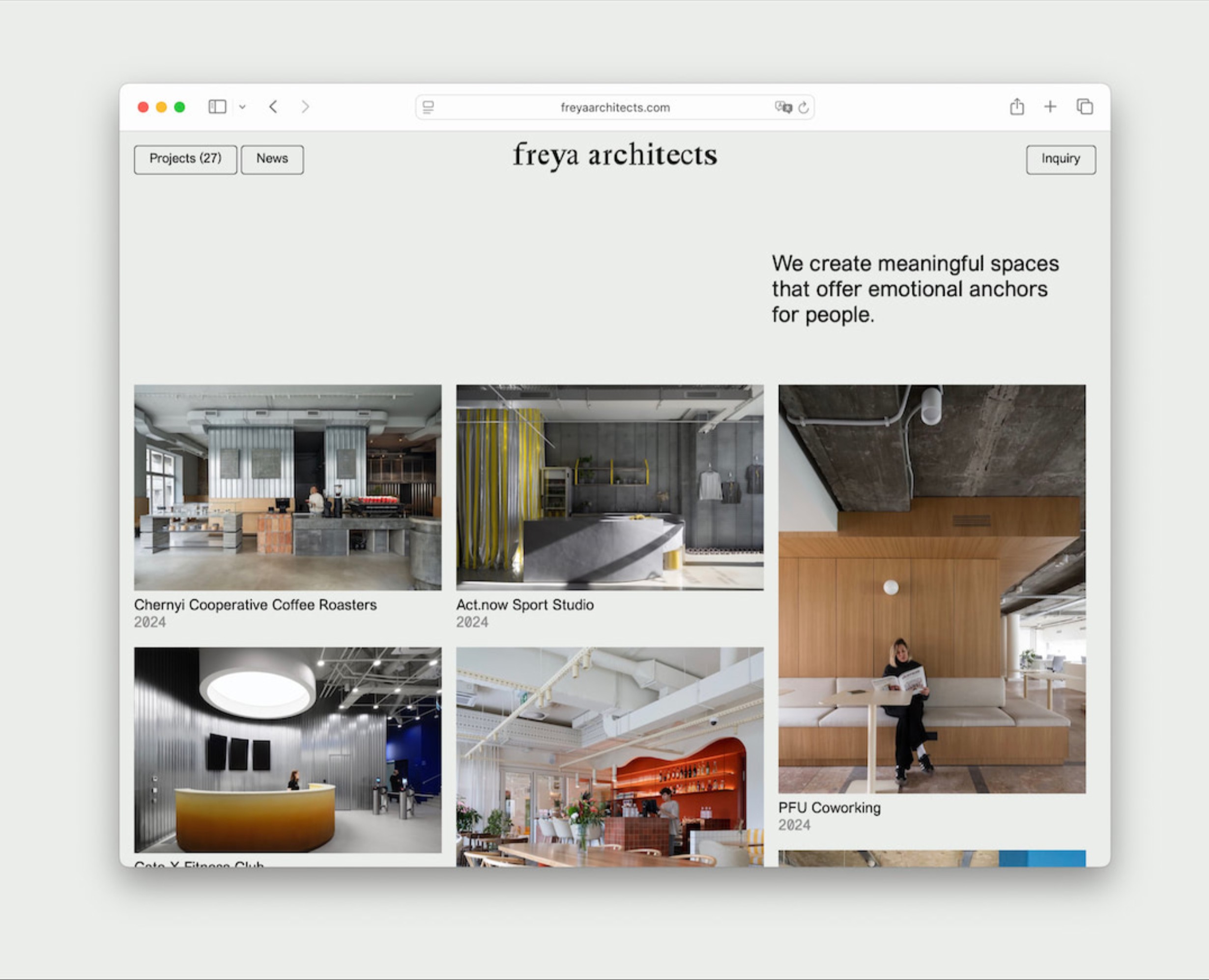 Сайт для архитектурного бюро Freya Architects на Dprofile