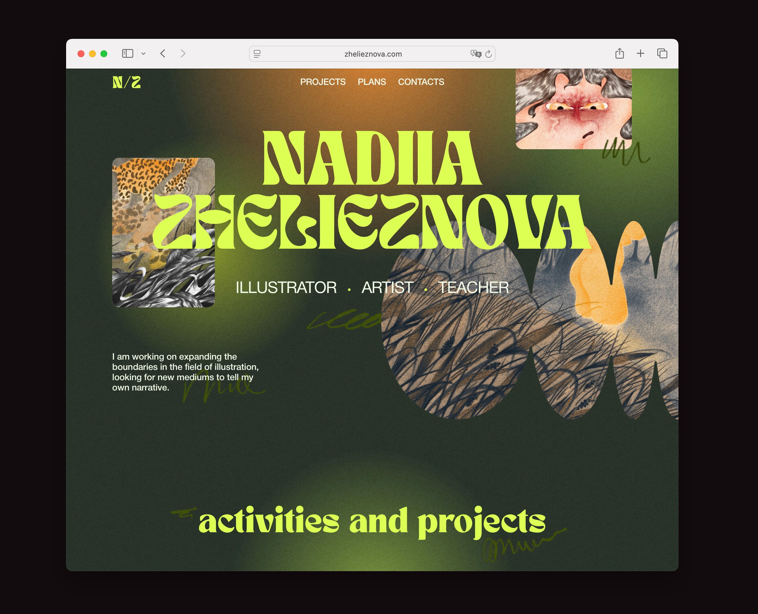 Сайт для художницы Нади Железновой на Dprofile
