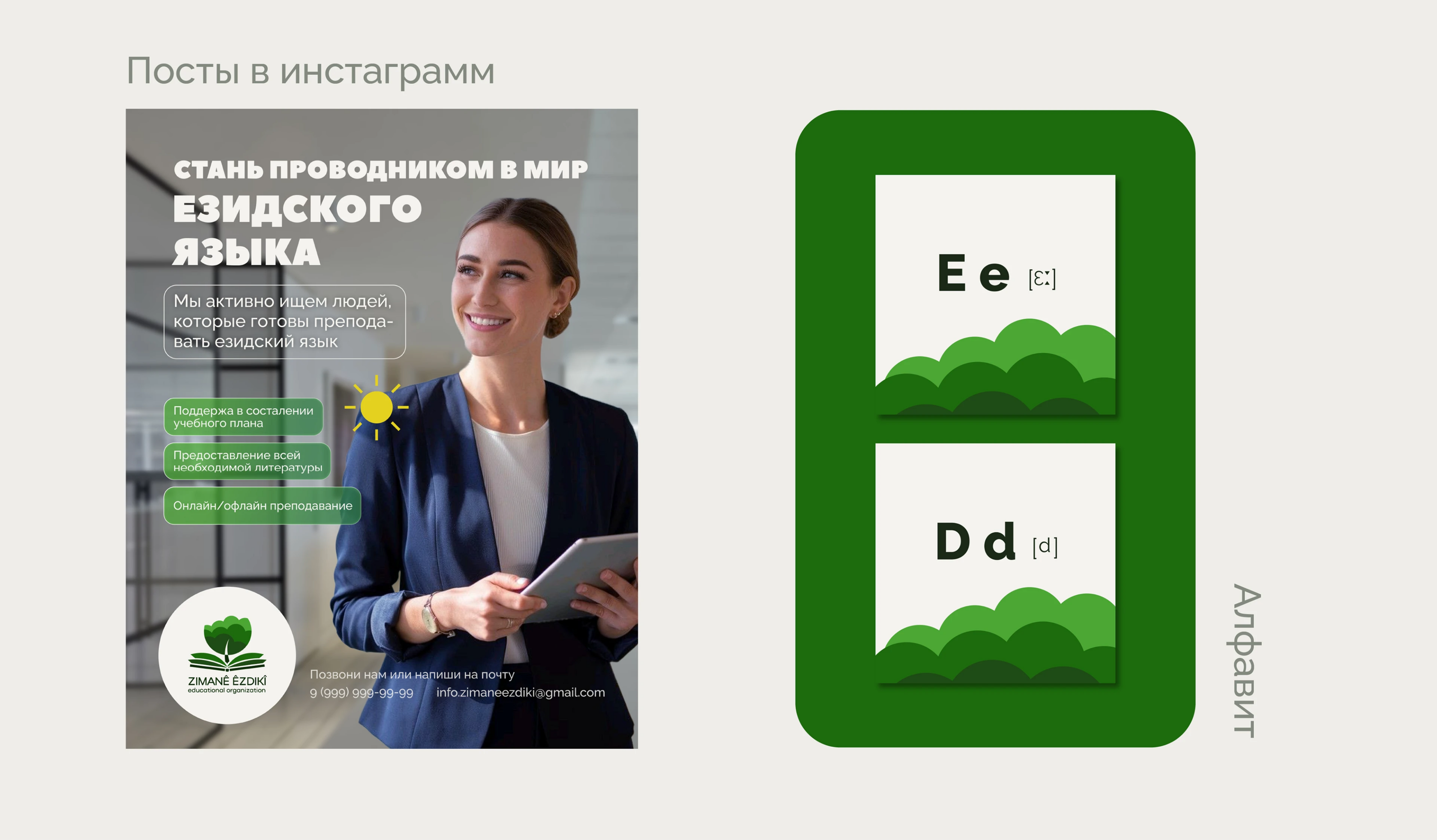 Брендинг языковой онлайн школы "ZIMANÊ ÊZDIKÎ" — Изображение №5 — Брендинг, Графика на Dprofile
