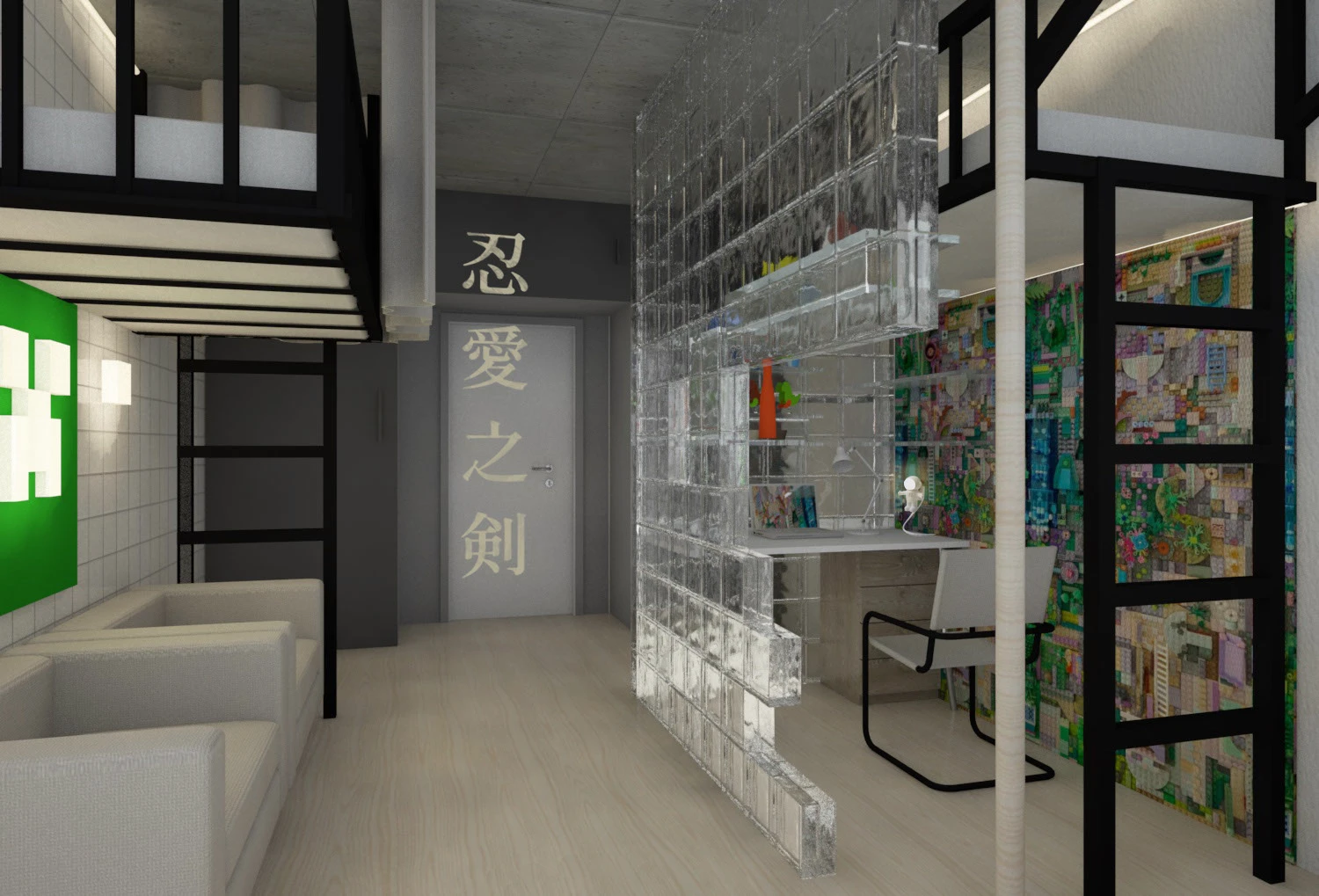 Интерьер комнаты подростков — Изображение №1 — Иллюстрация, 3D на Dprofile