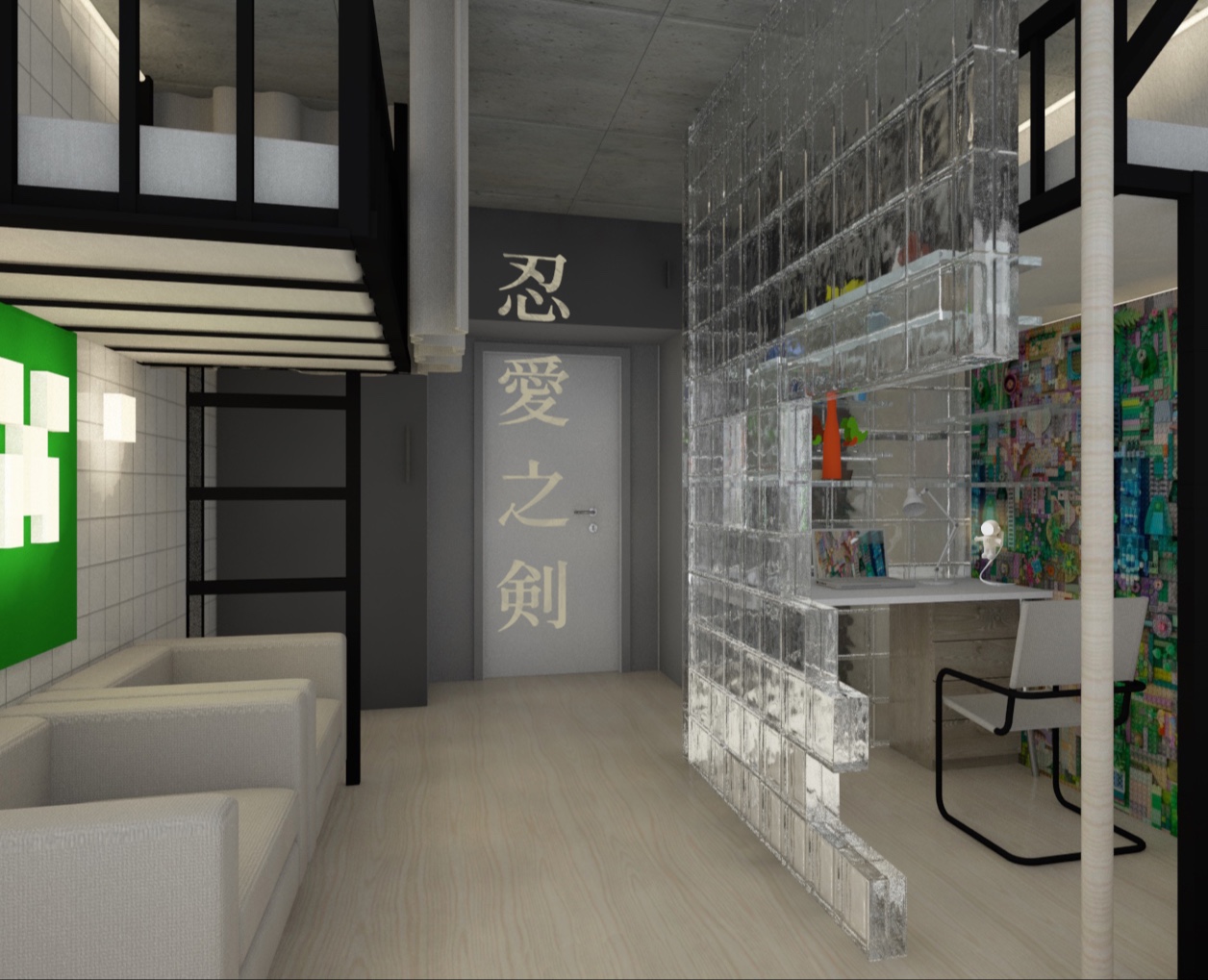 Интерьер комнаты подростков — Иллюстрация, 3D на Dprofile