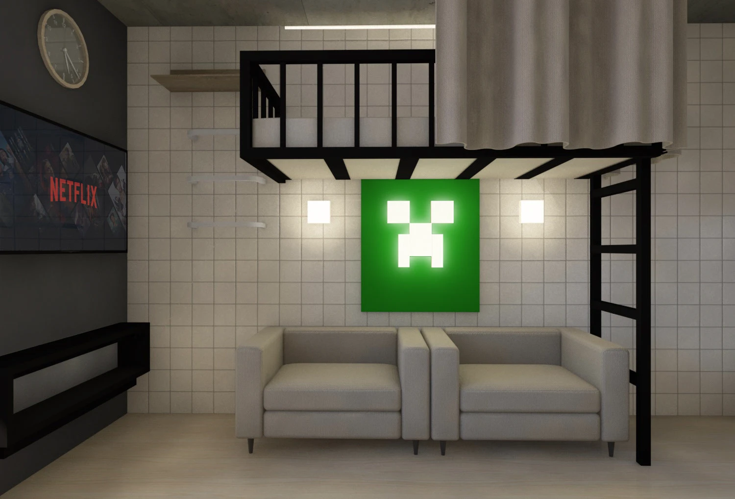 Интерьер комнаты подростков — Изображение №3 — Иллюстрация, 3D на Dprofile