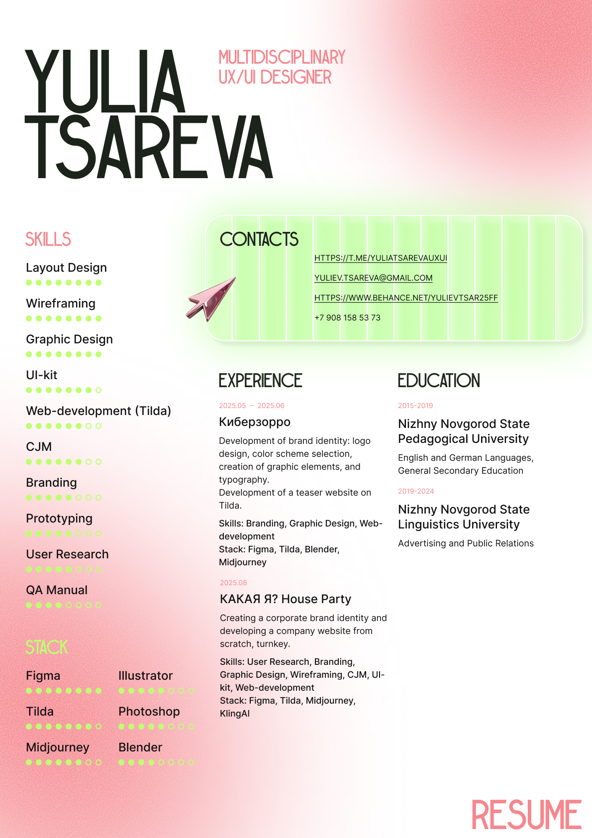 CV of UX/UI designer — Изображение №2 — Брендинг, Графика на Dprofile