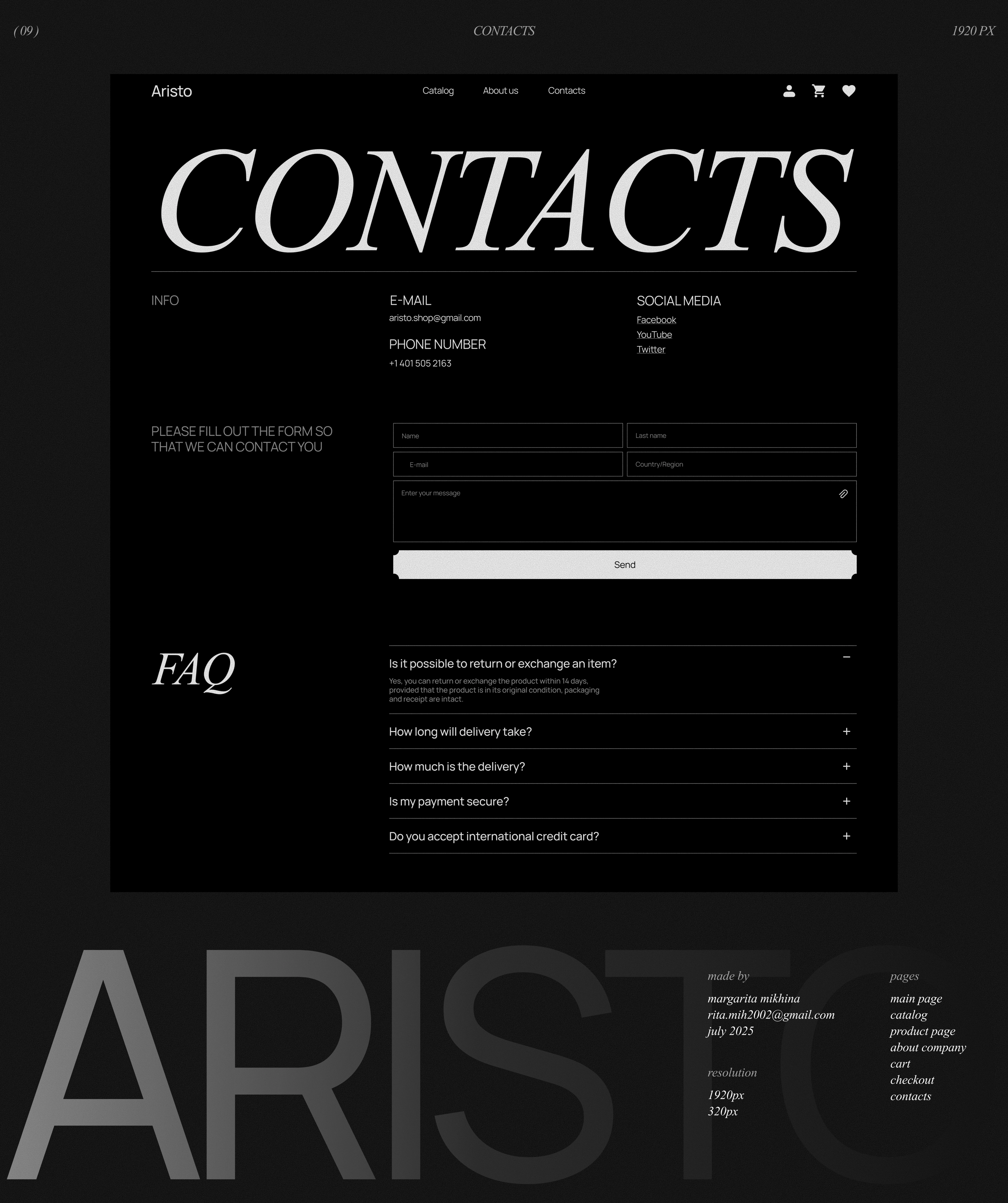 ARISTO | Online store — Изображение №15 — Интерфейсы на Dprofile