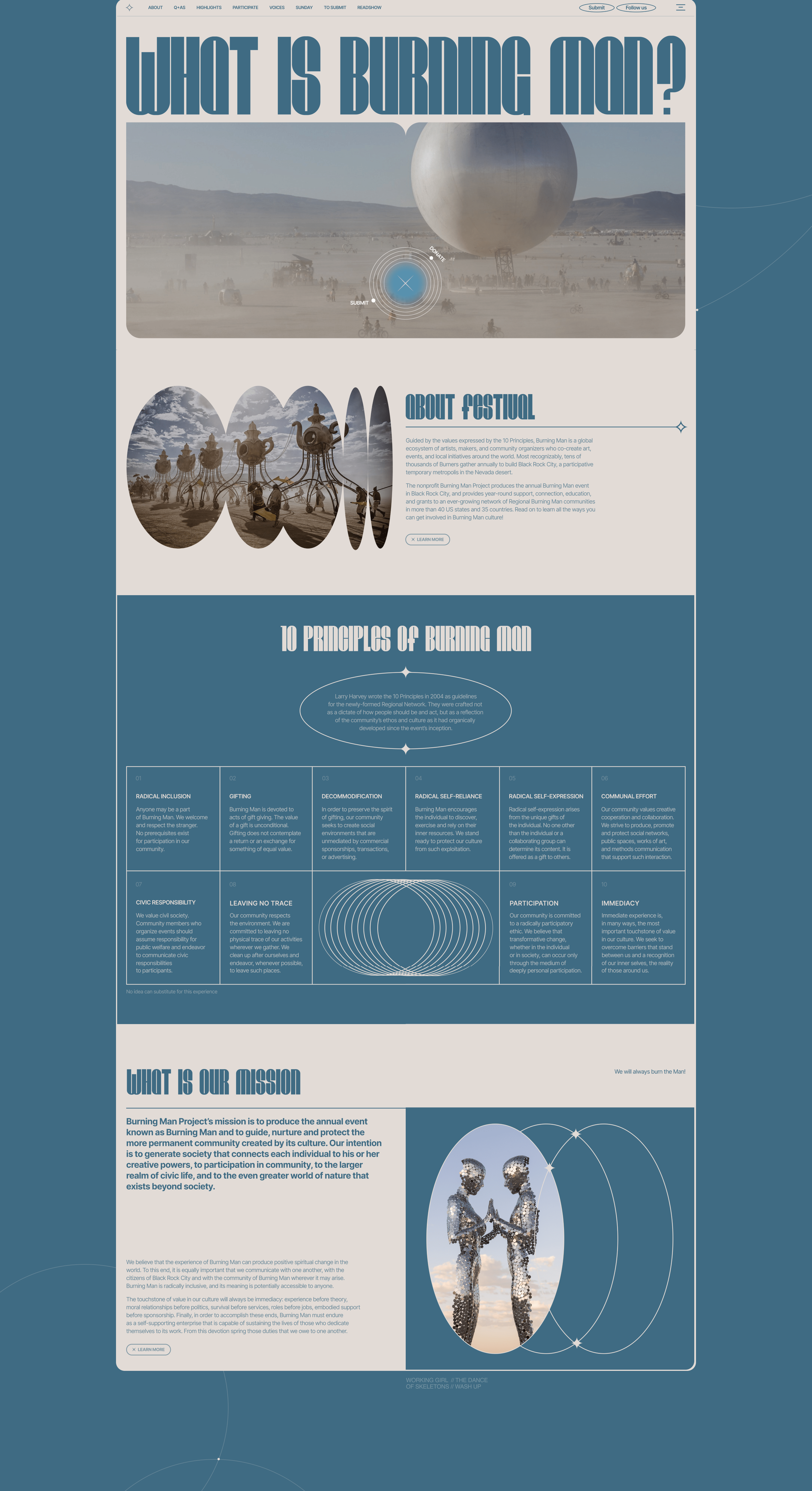 Promo-ui concept. Burning Man Festival website — Изображение №3 — Интерфейсы, Брендинг на Dprofile