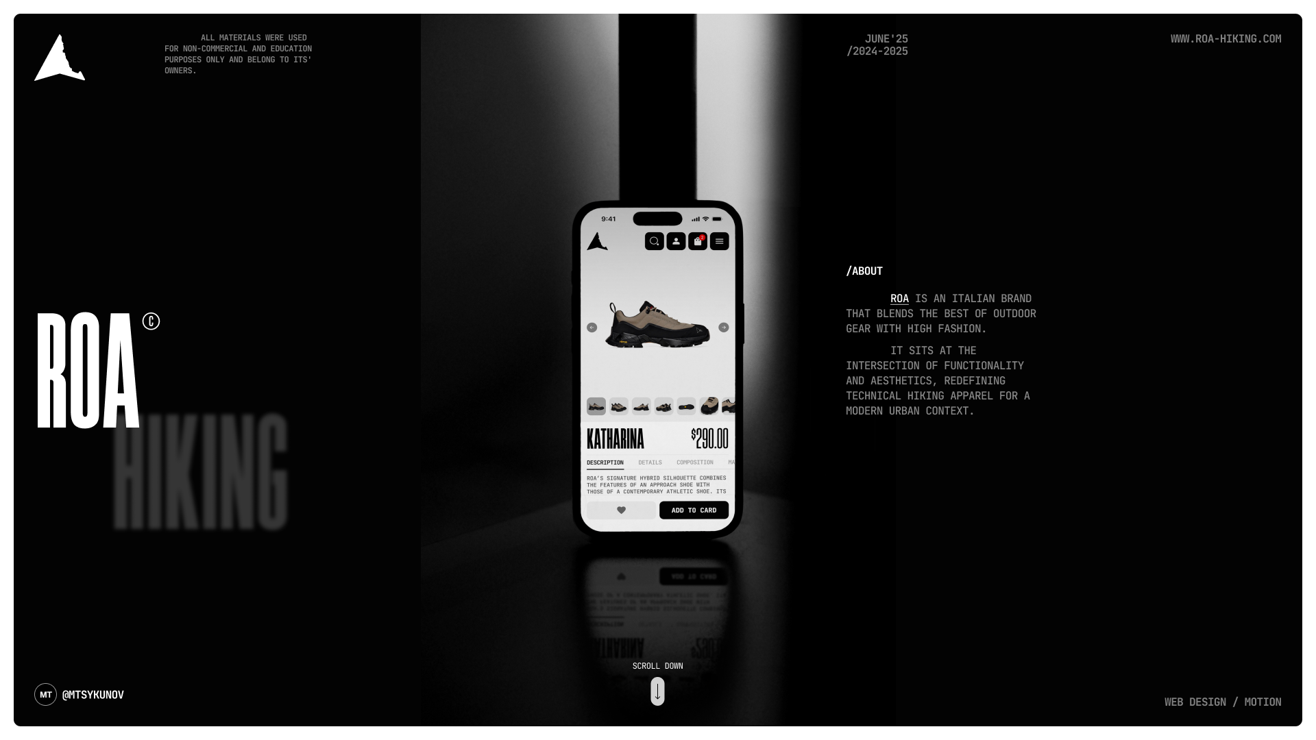 ROA HIKING — Изображение №1 — Интерфейсы, Анимация на Dprofile