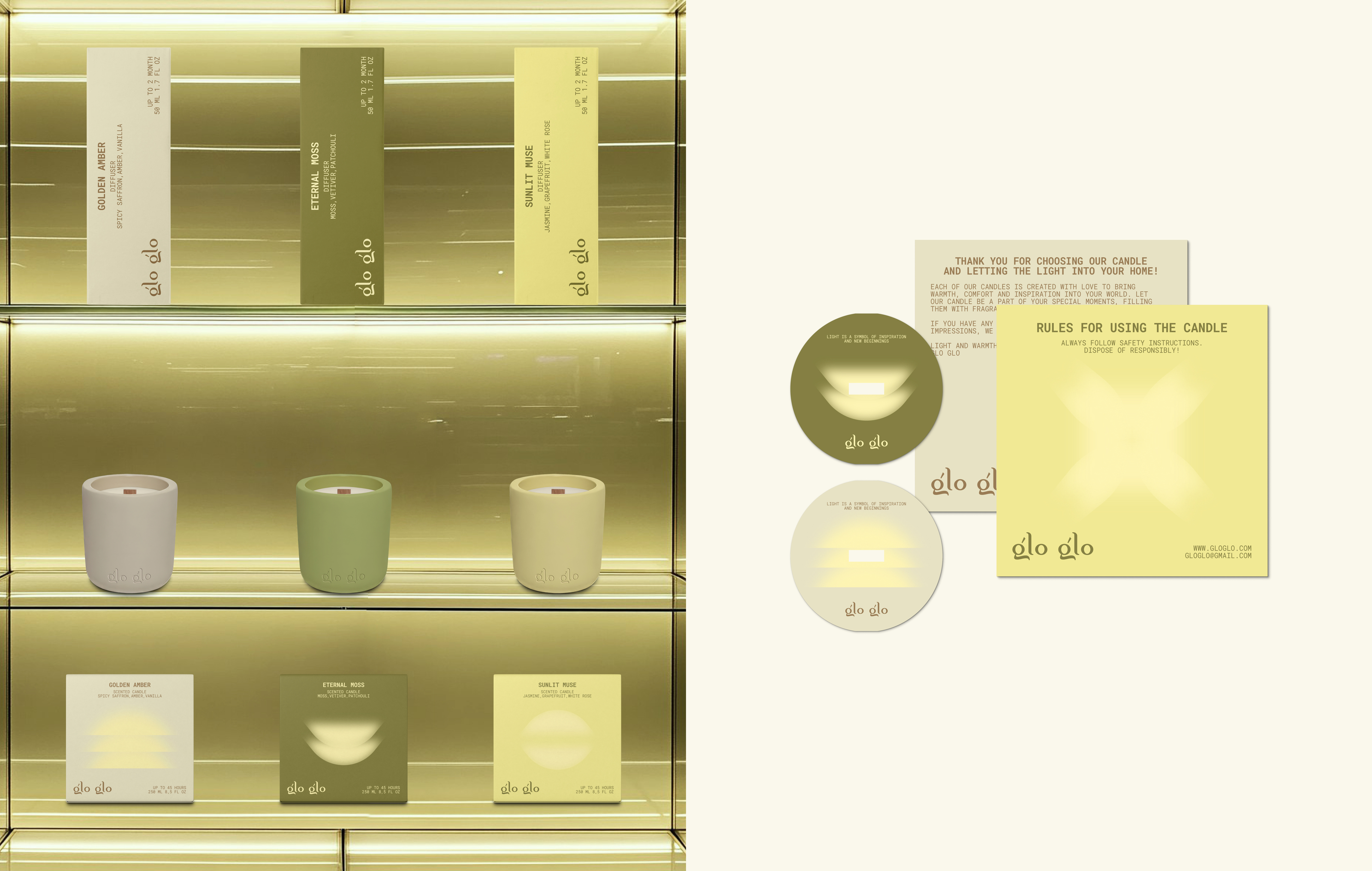 glo glo|бренд свечей, фирменный стиль и упаковка — Изображение №8 — Брендинг, Графика на Dprofile