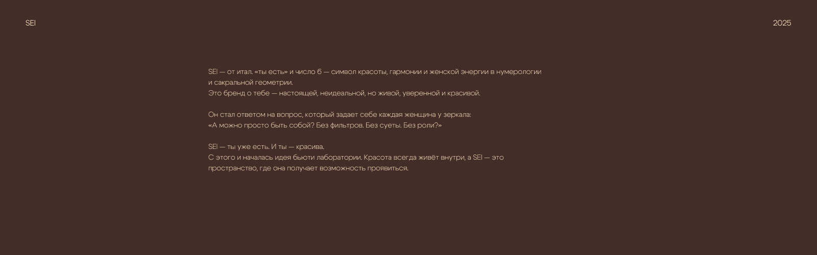 SEI beauty lab + wellness studio|салон красоты|бьюти студия — Изображение №2 — Брендинг, Графика на Dprofile