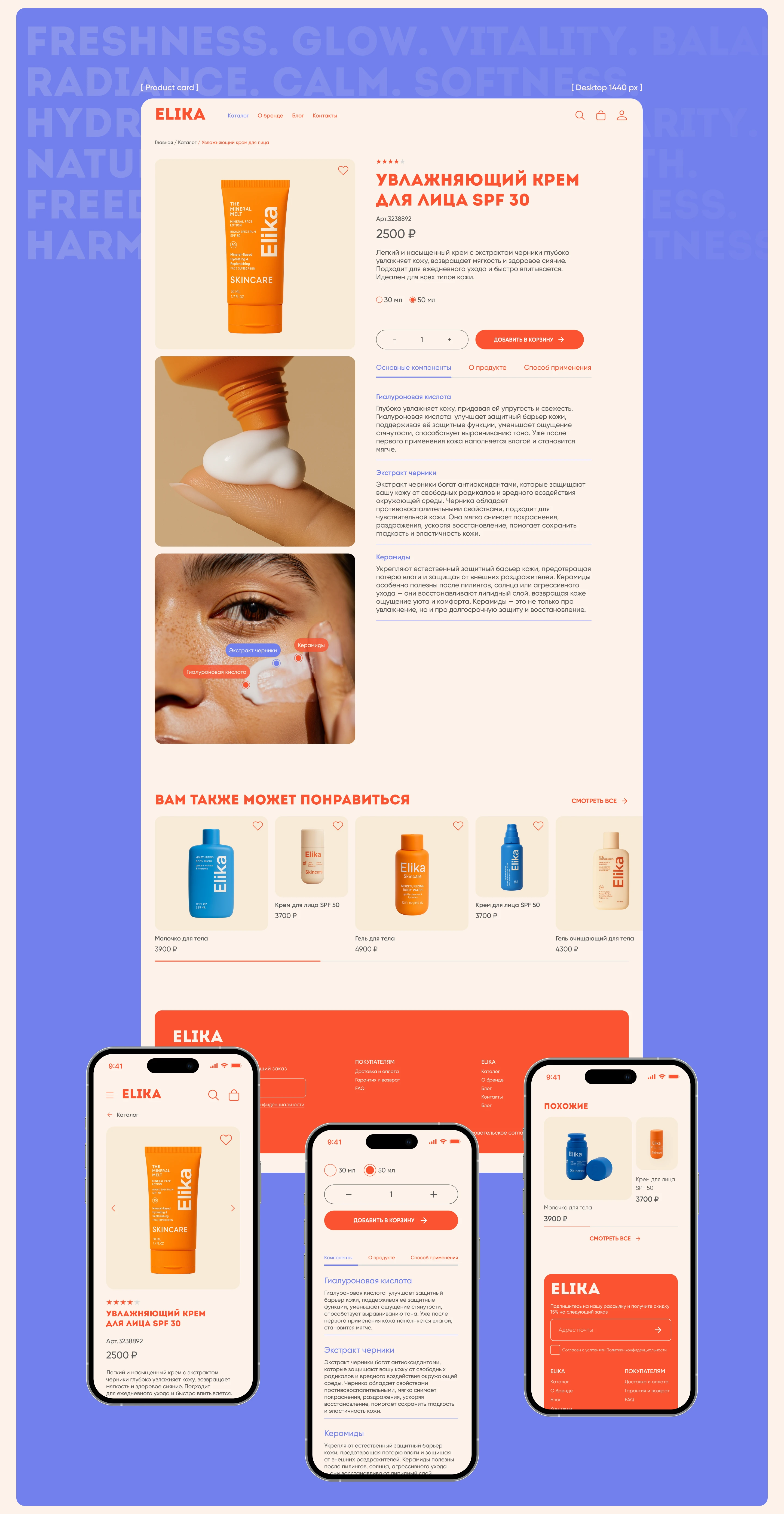 Website Elika | Cosmetic store — Изображение №9 — Интерфейсы, Анимация на Dprofile