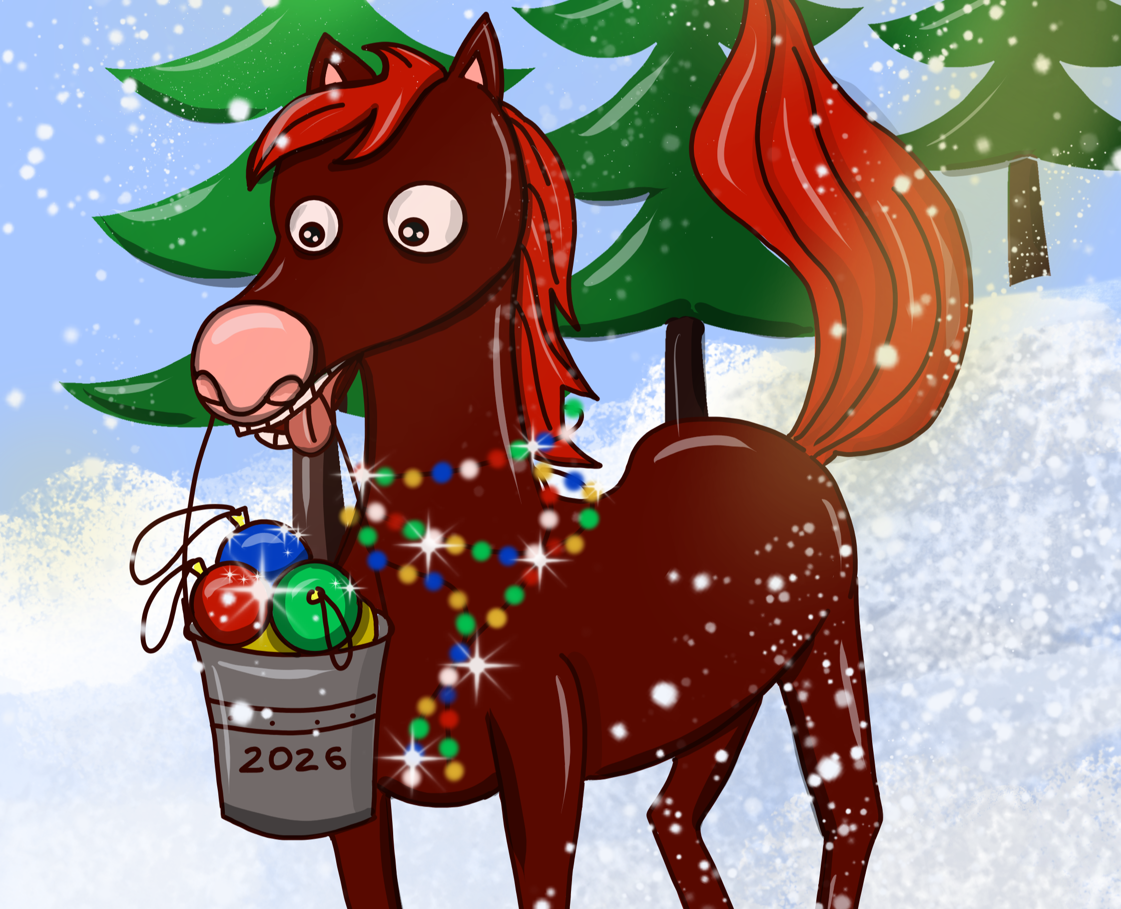персонаж - новогодняя лошадь — Иллюстрация на Dprofile