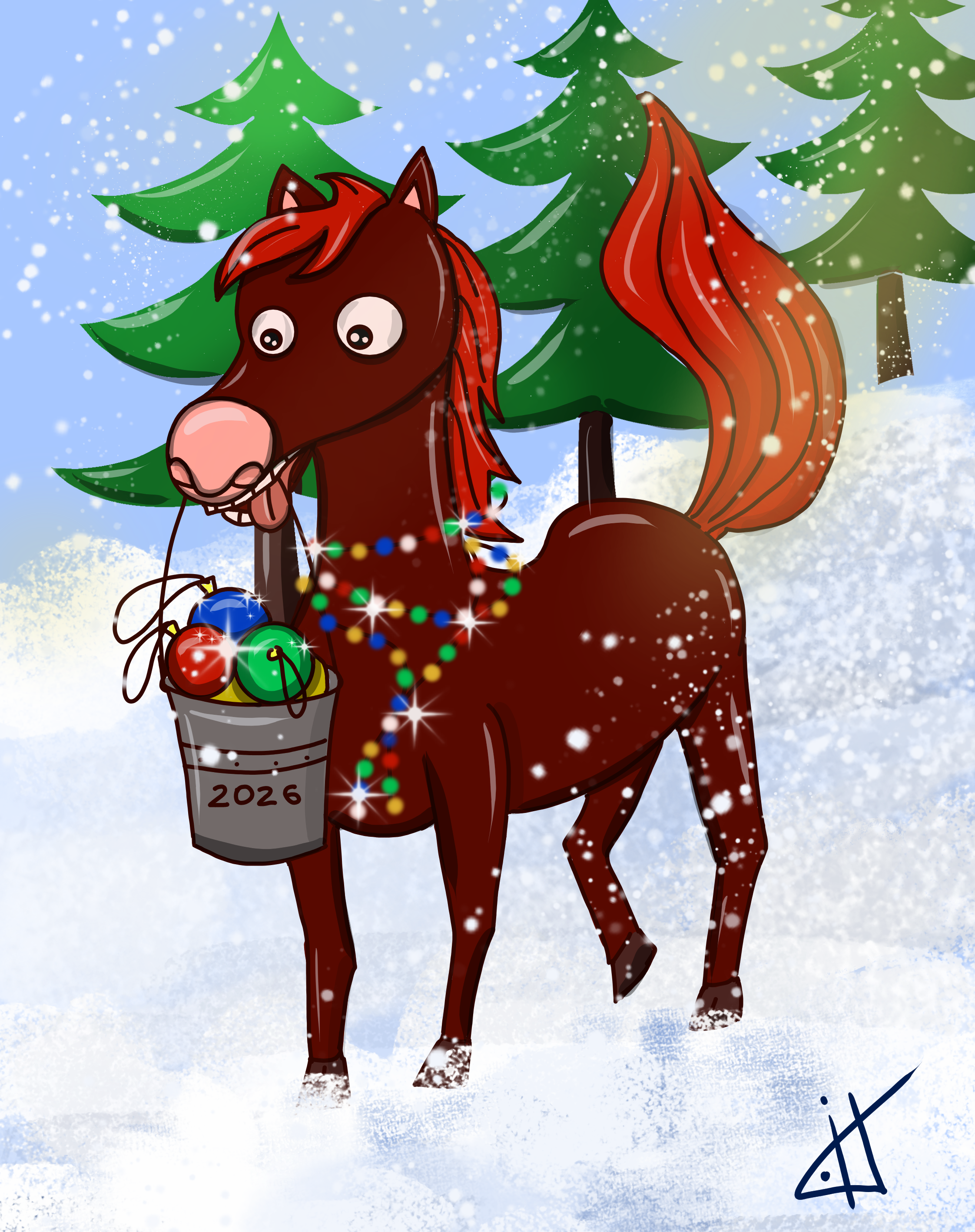 персонаж - новогодняя лошадь — Изображение №1 — Иллюстрация на Dprofile