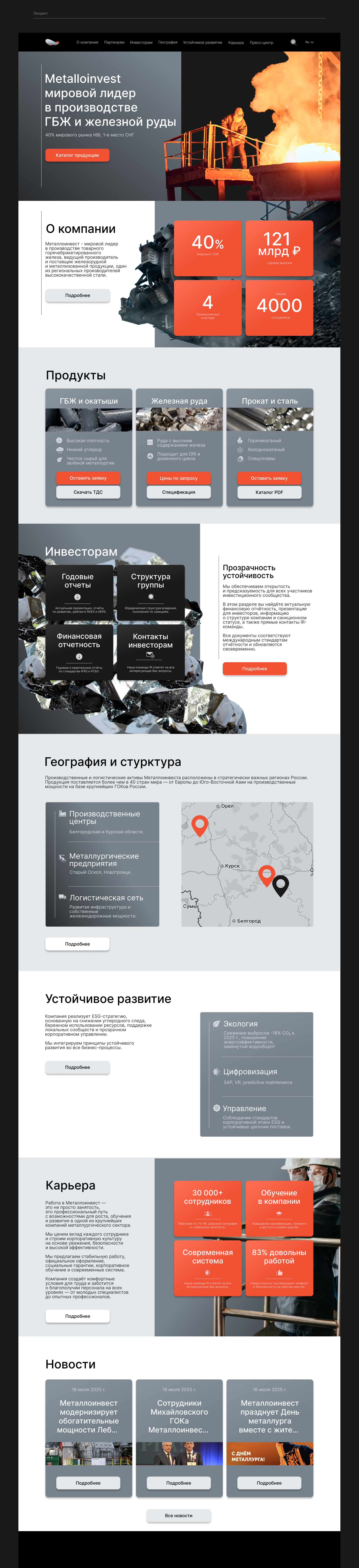 Website Metalloinvest — Изображение №7 — Интерфейсы на Dprofile